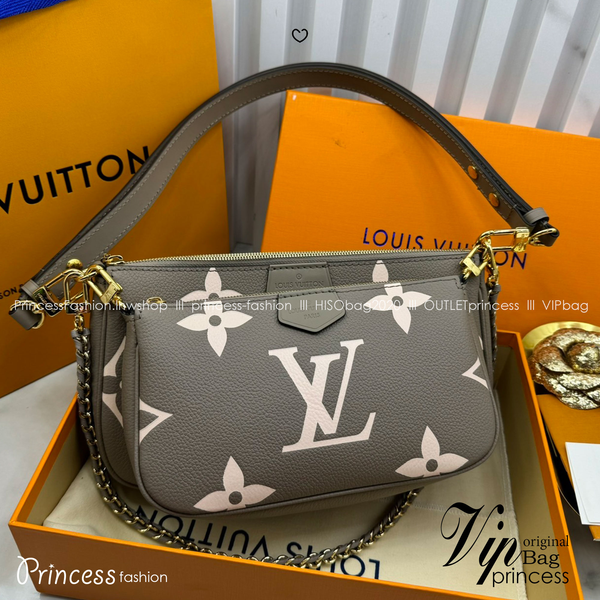 LV Multi Pochette Accessoires Bag กระเป๋าทรงพอช รุ่นใหม่ล่าสุด งานหนังแท้ สวยงามเลอค่า ตามแบบฉบับแบรนด์ ปั้มลายคมชัด มาเป็นเซ็ท 2 ใบ ใช้งานง่าย