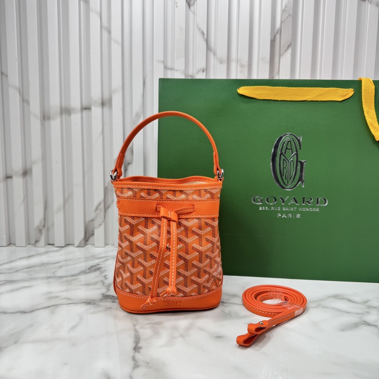 RI หนังแท้ | Goyard Petit Flot Mini bucket bag กระเป๋าสะพายทรงบัคเก็ต ไซส์มินิ ดูผู้ดีในตัว วัสดุหนังแคนวาสพิมพ์ลายสวยคม