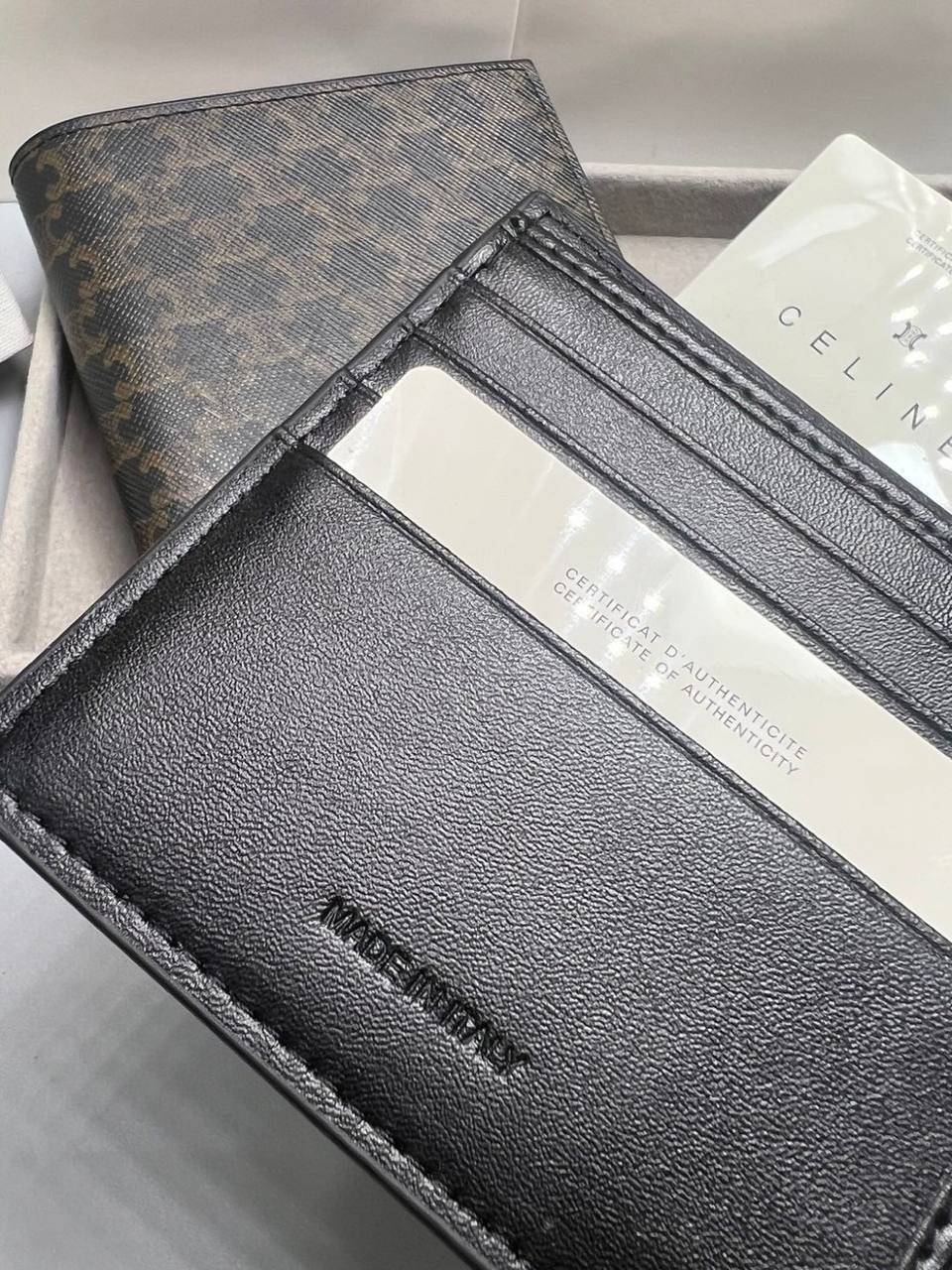 ORI หนังแท้ | CELINE Bi-fold Wallet / CELINE Wallet กระเป๋าสตางค์ใบสั้น กระเป๋าสตางค์ซีลีนผู้ชาย