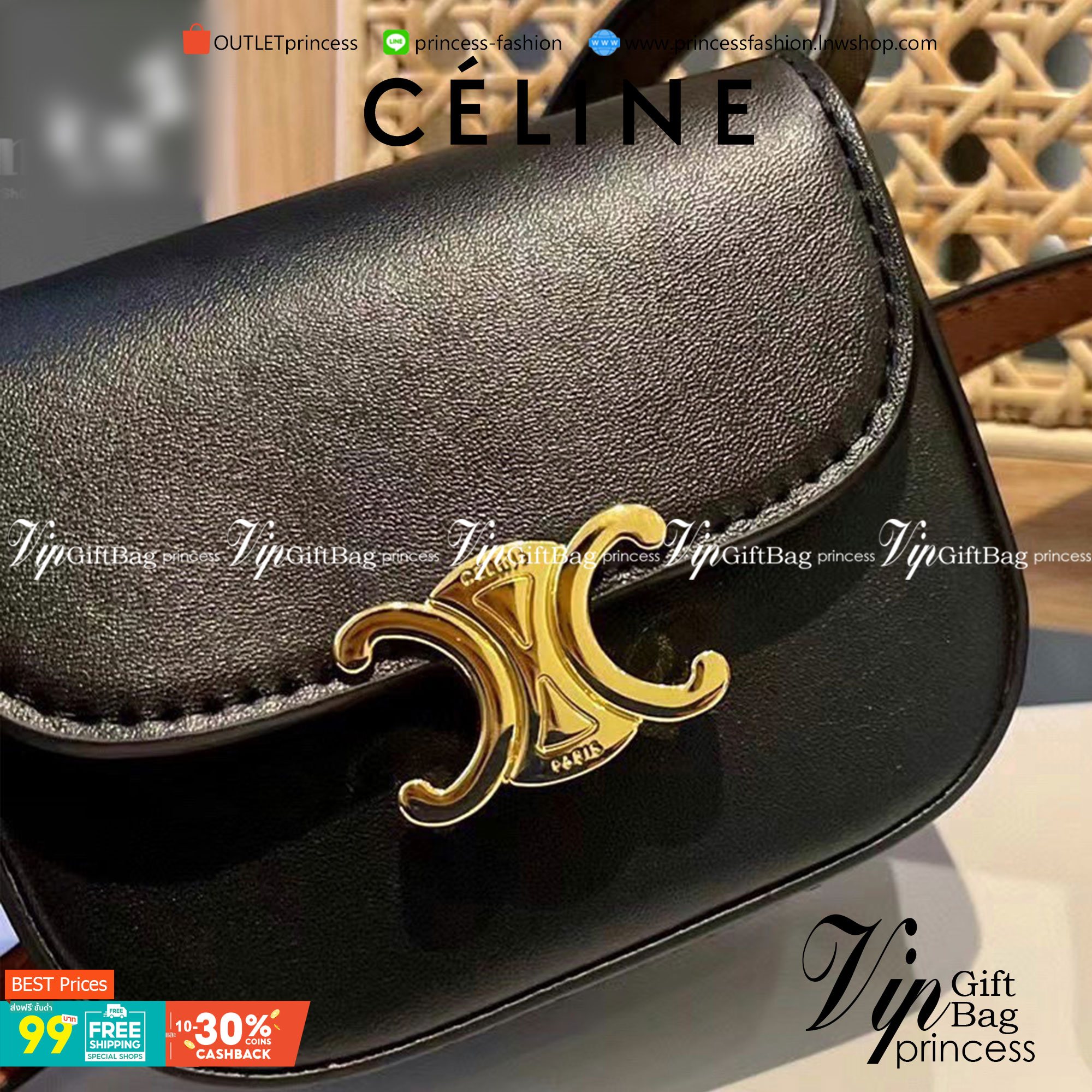 CELINE MINI TRIOMPHE IN TRIOMPHE CANVAS กระเป๋ามินิทรงชิค ดีไซน์รูปกล่องสุดแสนมินิมอล สามารถสะพายแบบ Crossbody และยังเป็น Belt Bagได้อีกด้วย วัสดุแคนวาสลาย Triomphe แบบไม่มีตกยุค ด้านหน้าโดดเด่นด้วยโลโก้สีทอง เป็นอีกหนึ่งตัวเลือกให้คุณเลือกสะพายในชีวิตประ