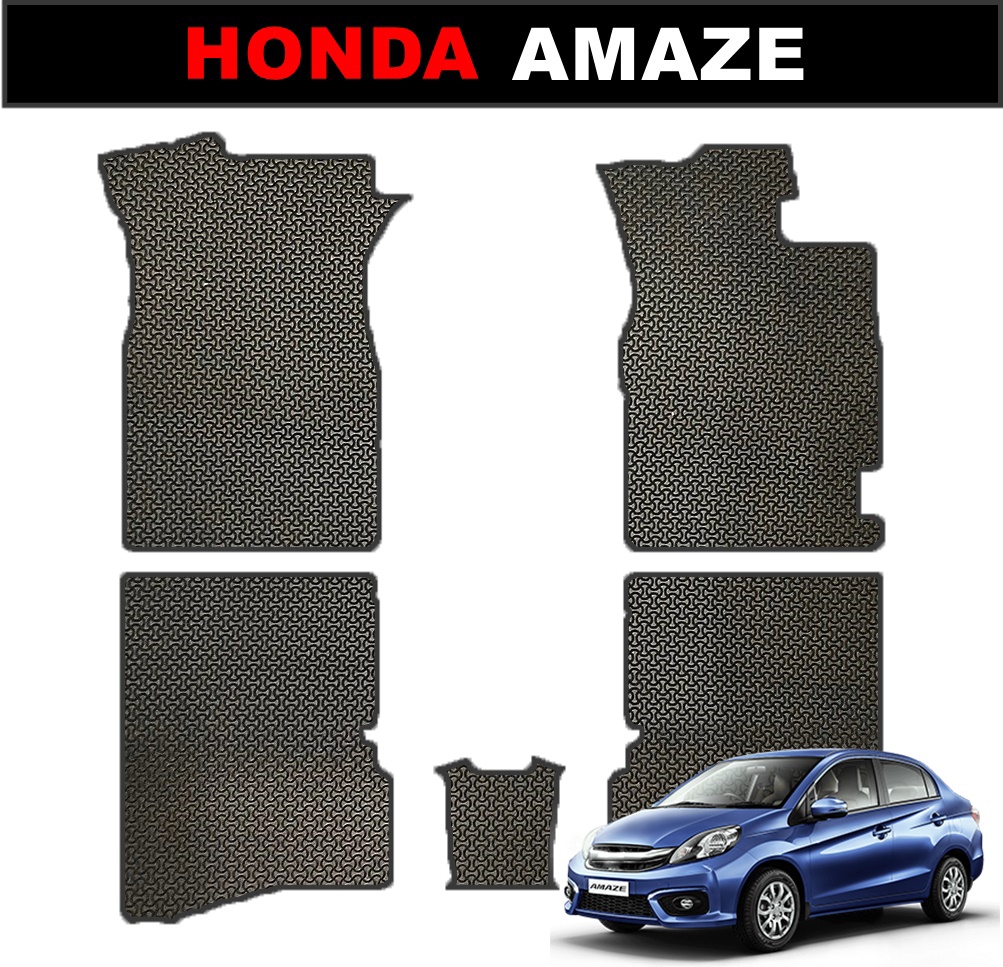 ยางปูพื้นรถยนต์ HONDA AMAZE ลายไบเค่น สีดำ เข้ารูป 5ชิ้น (พร้อมส่ง)