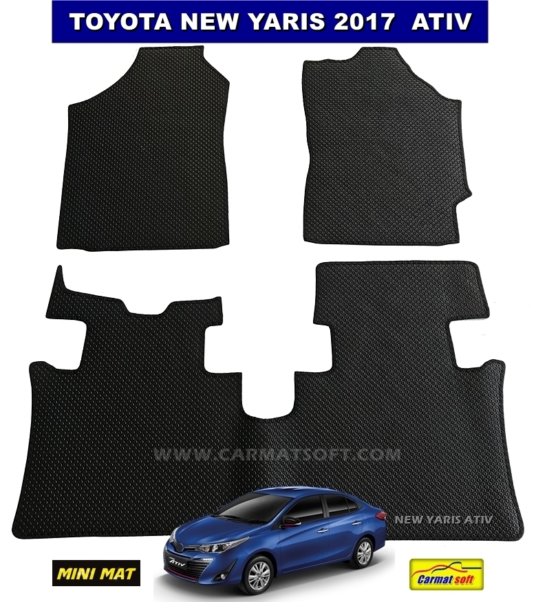 พรมกระดุมเม็ดเล็กTOYOTA YARIS 2018 พรมกระดุม สีดำ (3ชิ้น)