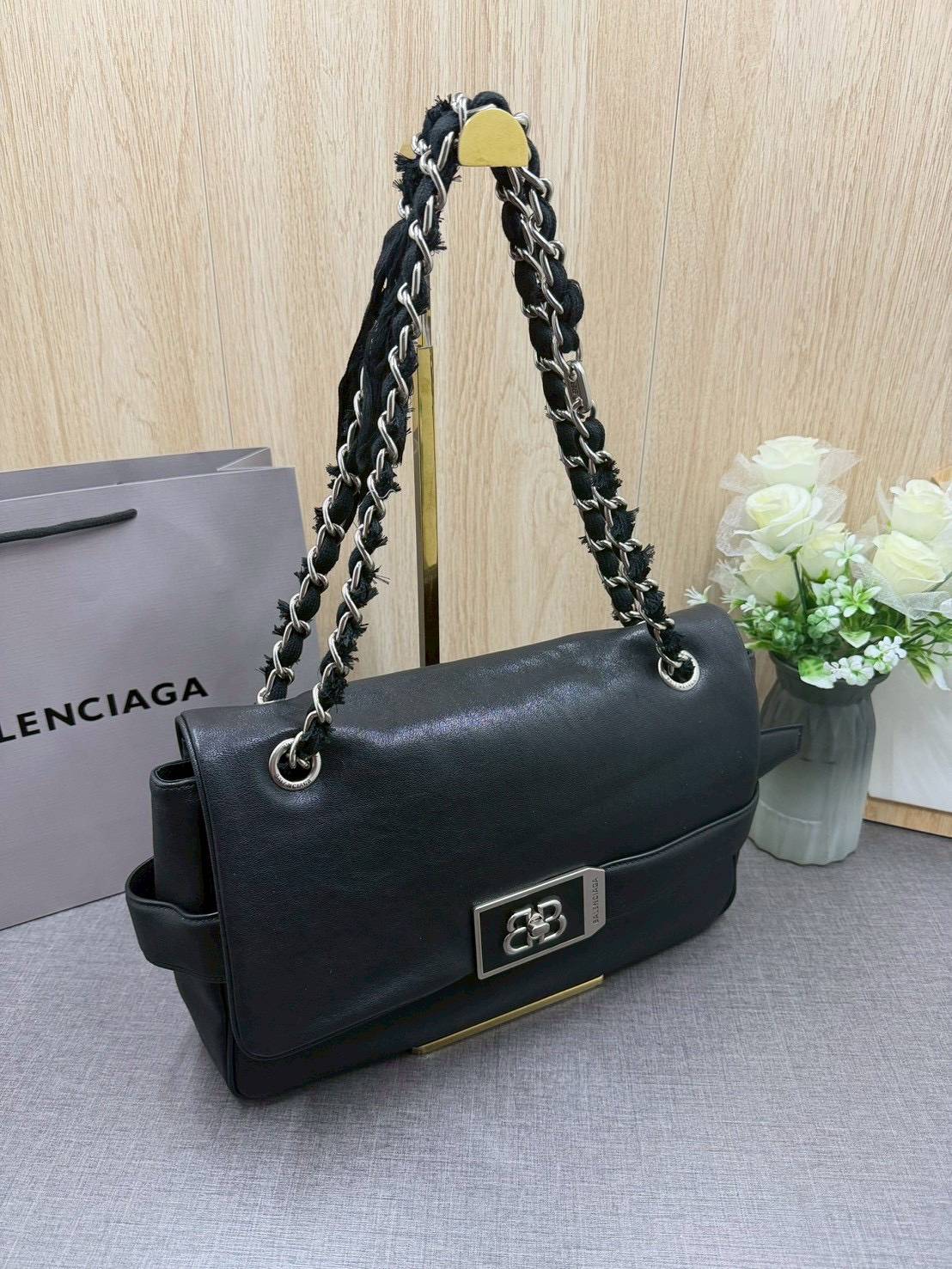 ORI หนังแท้ | Balenciaga Modu Shoulder Leather Bag / Modu Tote Bag 30cm กระเป๋าสะพายทรงโท้ท ดีไซน์ใหม่สวยเก๋ตามแบบฉบับแบรนด์