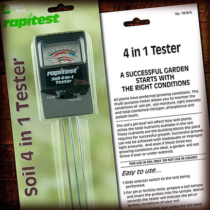 เครื่องวัดดิน 4in1 วัดปุ๋ยโดยรวมในดิน, pH ดิน, ความชื้นดิน, ค่าแสง รุ่น Rapitest 1818 ฟรี กระดาษ Indicator