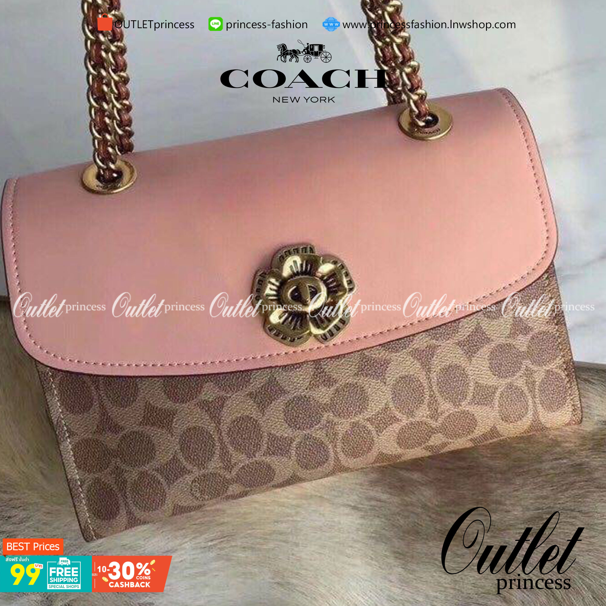 Coach Parker In Signature Canvas With Tea Rose