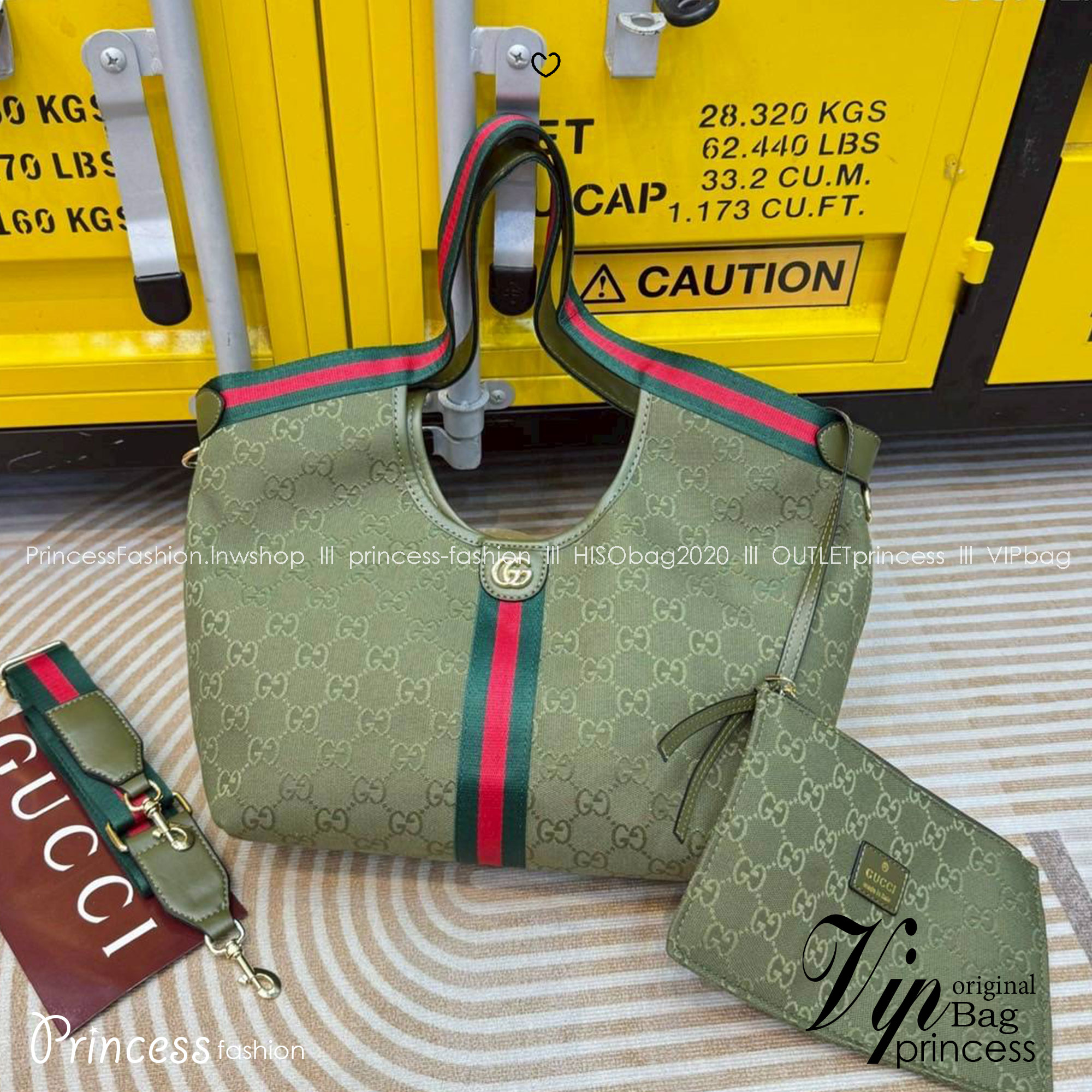 Gucci Giglio Medium tote bag กระเป๋าทรงสะพายทรงโท้ทใบใหญ่ สีใหม่เขียวรับทรัพย์ ดีไซน์ใหม่ล่าสุด สวยหรู่เท่มาก มาพร้อมใบเล็กเข้าเซ็ท