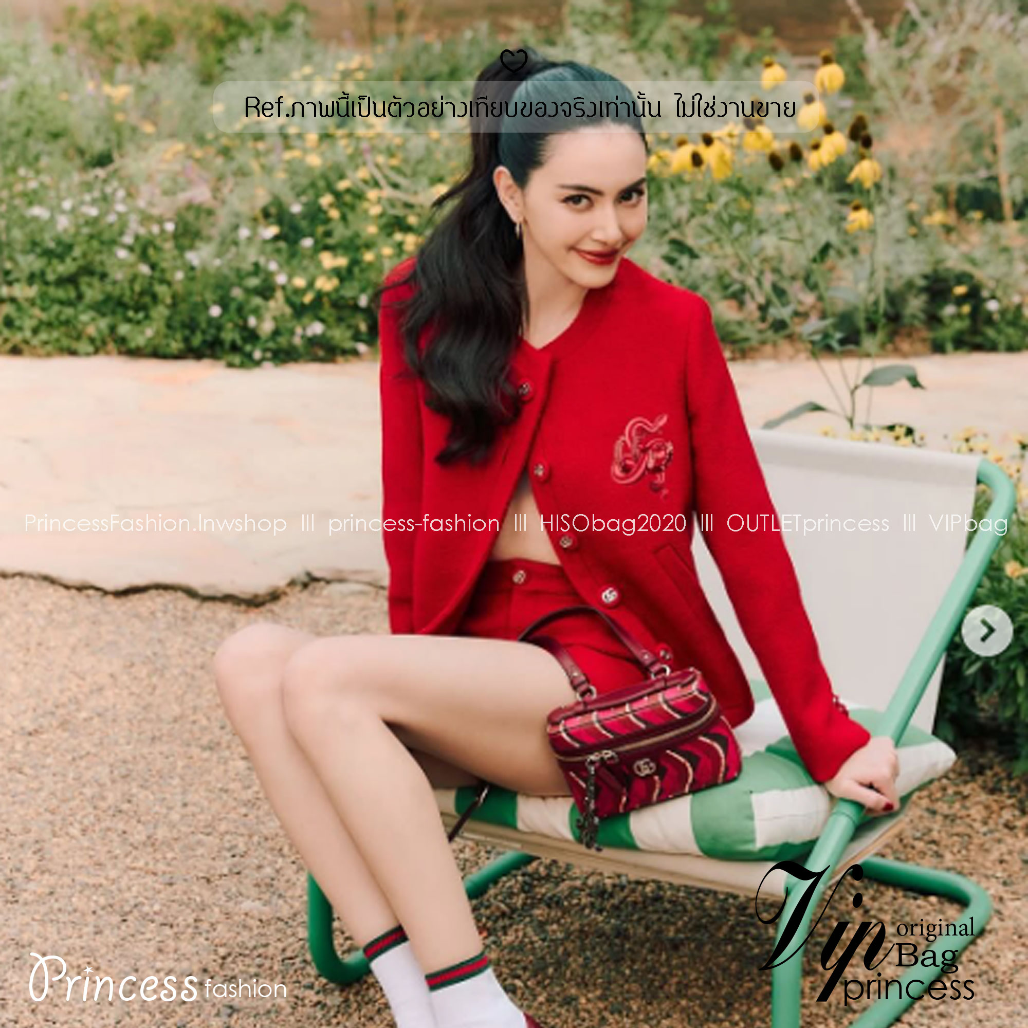 GUCCI Lunar New Year Printed super mini bag กระเป๋าสะพายทรงใหม่ สีแดงขับผิวรับทรัพย์ ลวดลายรูปงูในตำนานเสริมความงดงามสวยหรูโดดเด่นอย่างลงตัว