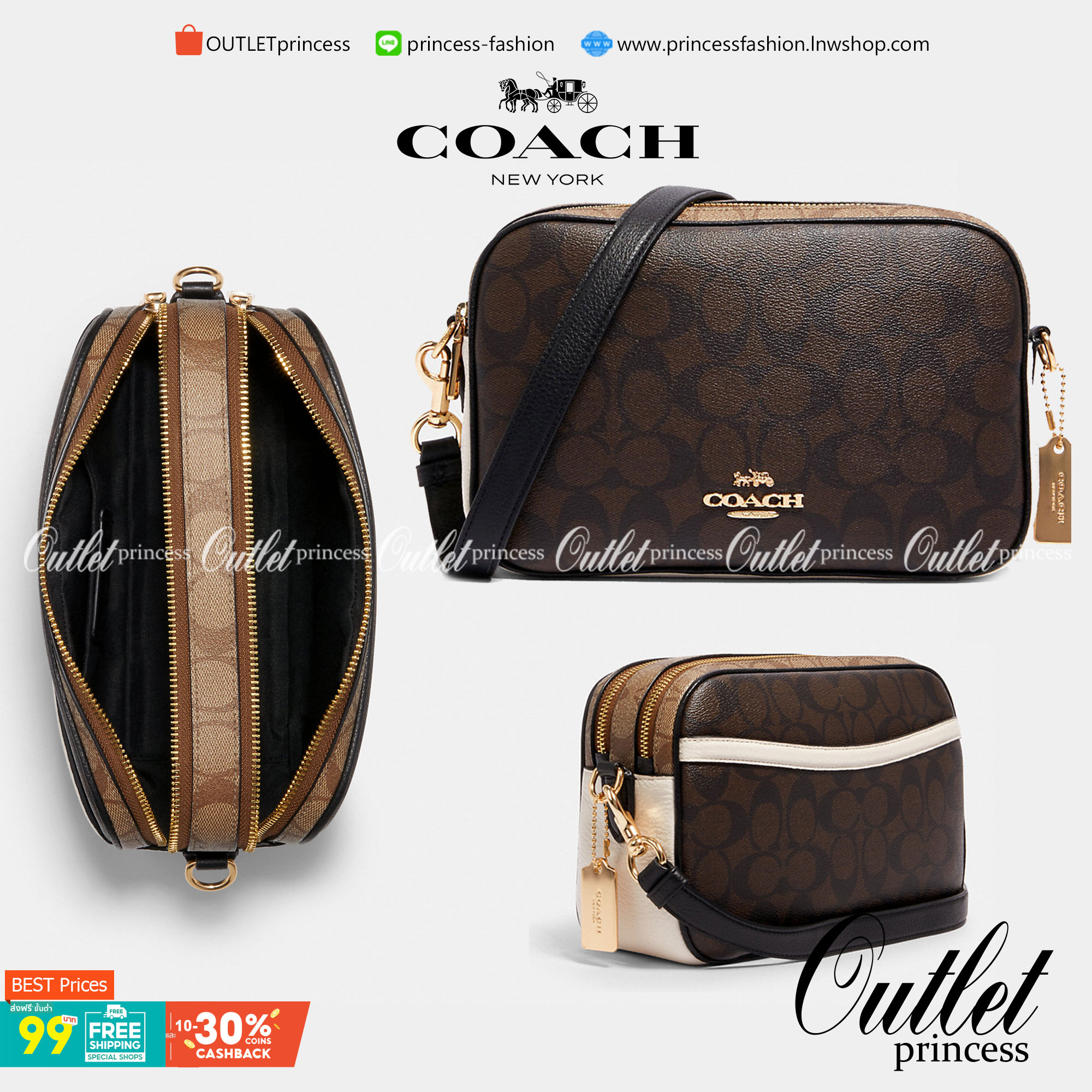 ใครที่รออยู่ห้ามพลาดเลยจร้าา! COACH JES CROSSBODY IN BLOCKED SIGNATURE CANVAS ((1767)) พร้อมส่งอีกครั้ง สินค้าขายดี กระเป๋าสะพายครอสบอดี้ร์หรือสะพายข้างได้ หนังแท้อย่างดีค่ะ 🔺สีหนังของรุ่นนี้ผสมกันได้ลงตัวดูดีมากๆทีเดียวค่ะ กระเป๋าแบบ2ช่องซิป ภายใ