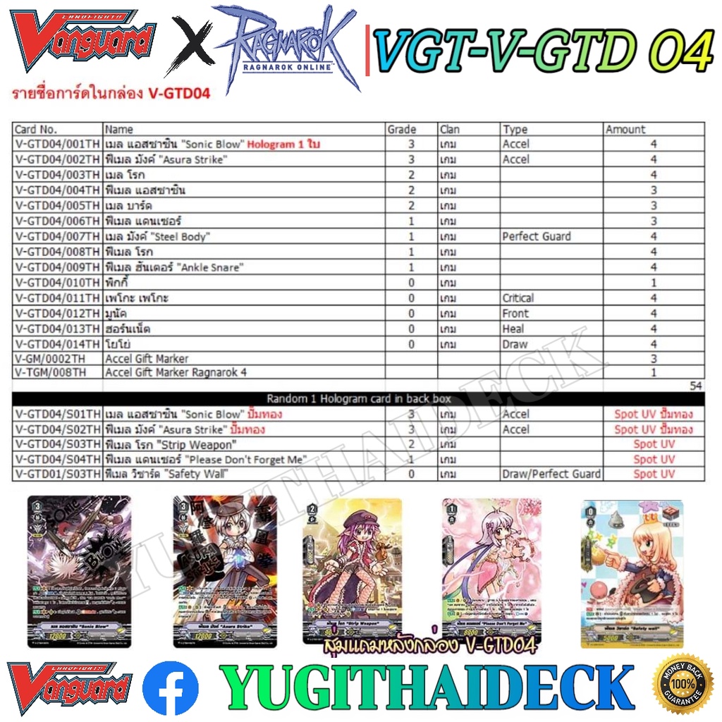 แวนการ์ดไทย VGT-V-GTD03&04 Ragnarok Online 1 กล่อง พร้อมเล่น (V-GTD03) (V-GTD04)