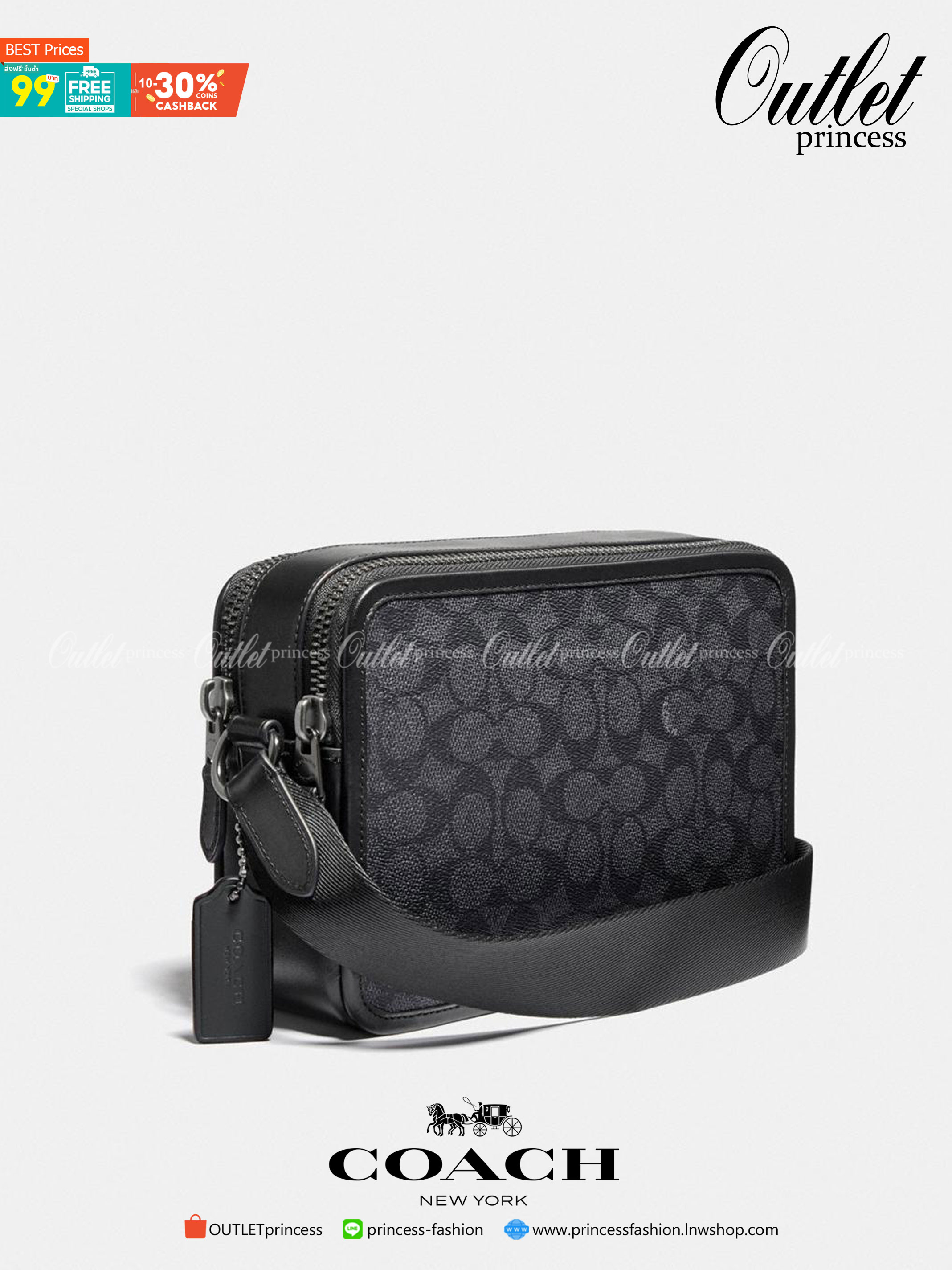 CHARTER CROSSBODY 24 IN SIGNATURE CANVAS (COACH C5341) 😎😎 กระเป๋าสะพายข้าง ไอเท็มยอดฮิตทรงหล่อ เรียบหรู ดูดี เป็นรุ่นที่หนุ่มตามหากันเยอะมาก วัสดุหนังแคนวาสสลับหนังแท้ เปิด-ปิดด้วยซิป 2 ช่อง มีช่องแยกใส่ของเป็นสัดส่วน สะพายไปเที่ยวหรือทำงา
