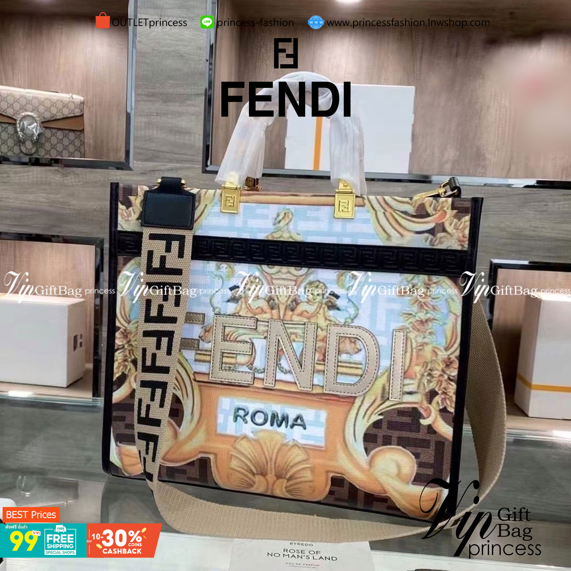 VIP 】FENDI Vintage Shopping bag กระเป๋าสะพายทรง shopping ลายกราฟฟิกวินเทจมาใหม่ ทรงนี้คือทรงสุดฮิตใช้งานง่ายใส่ของได้เยอะช่องใหญ่ งานจริงสวยมาก สวยหรูดูแพง พร้อมส่งที่นี่ ที่เดียวเลยค่า