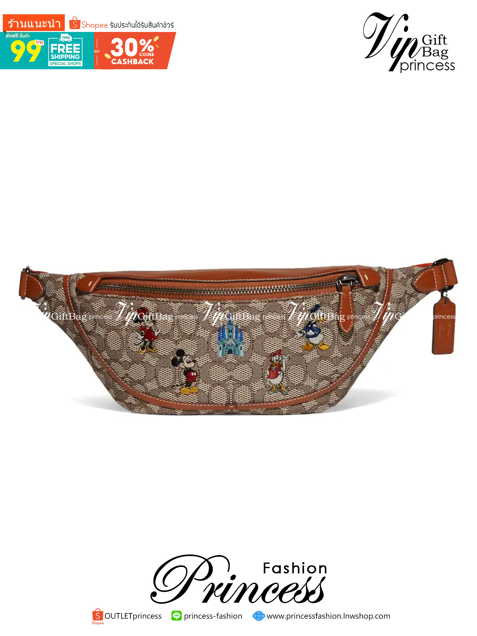 การ์ตูนน่ารักๆ งานปักเน้นๆ สวยงามมากๆค่ะ COACH X DISNEY LEAGUE BELT BAG IN SIGNATURE TEXTILE JACQUARD WITH MICKEY MOUSE AND FRIEND EMBROIDERY ((C8491)) 🌍พร้อมส่งค่ะ! ใช้ได้ทั้งหญิงและชาย