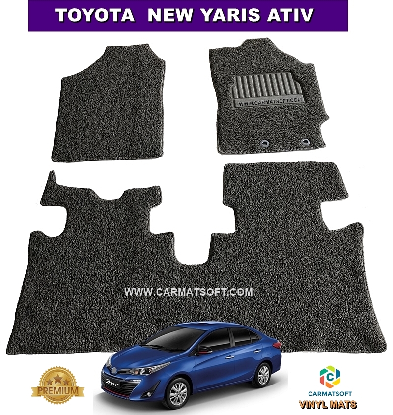 พรมดักฝุ่นไวนิล TOYOTA YARIS ATIV สีเทา แบบ 3 ชิ้นหลัก สวยงาม เข้ารูป