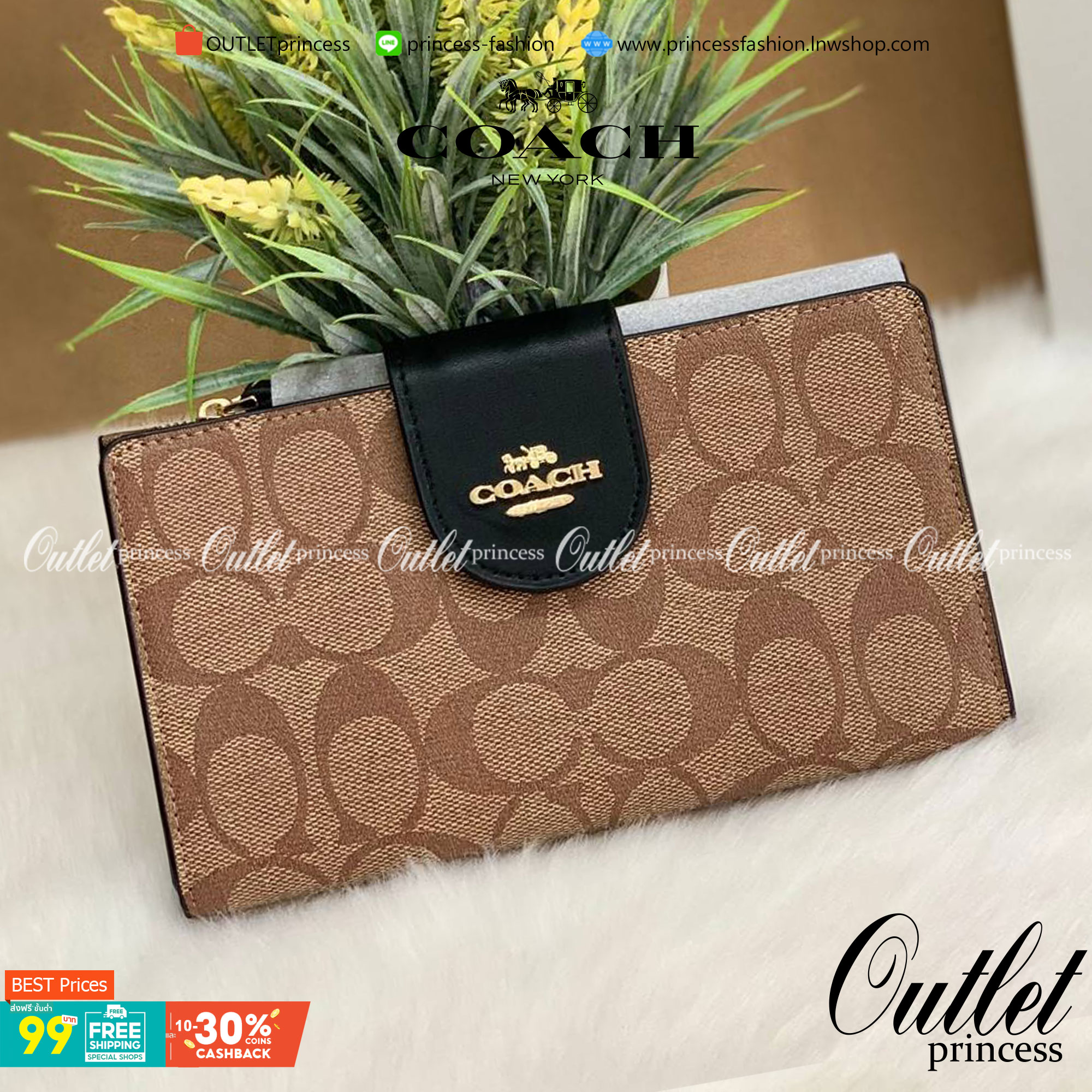 พร้อมส่งครบ 5 สี กระเป๋าสตางค์ที่สาวๆต้องมีติดตัวค่าา😘 COACH TECH WALLET IN COLORBLOCK SIGNATURE ((C2874)) ✔️กระเป๋าเงินใบยาว หนังแท้ พร้อมสายคล้องมือในตัวค่ะ ✔️เปิดปิดด้านหน้าแบบฝากระดุม ภายในมีช่องใส่ธนบัตร2ช่อง ;สามารถใส่มือถือ ip