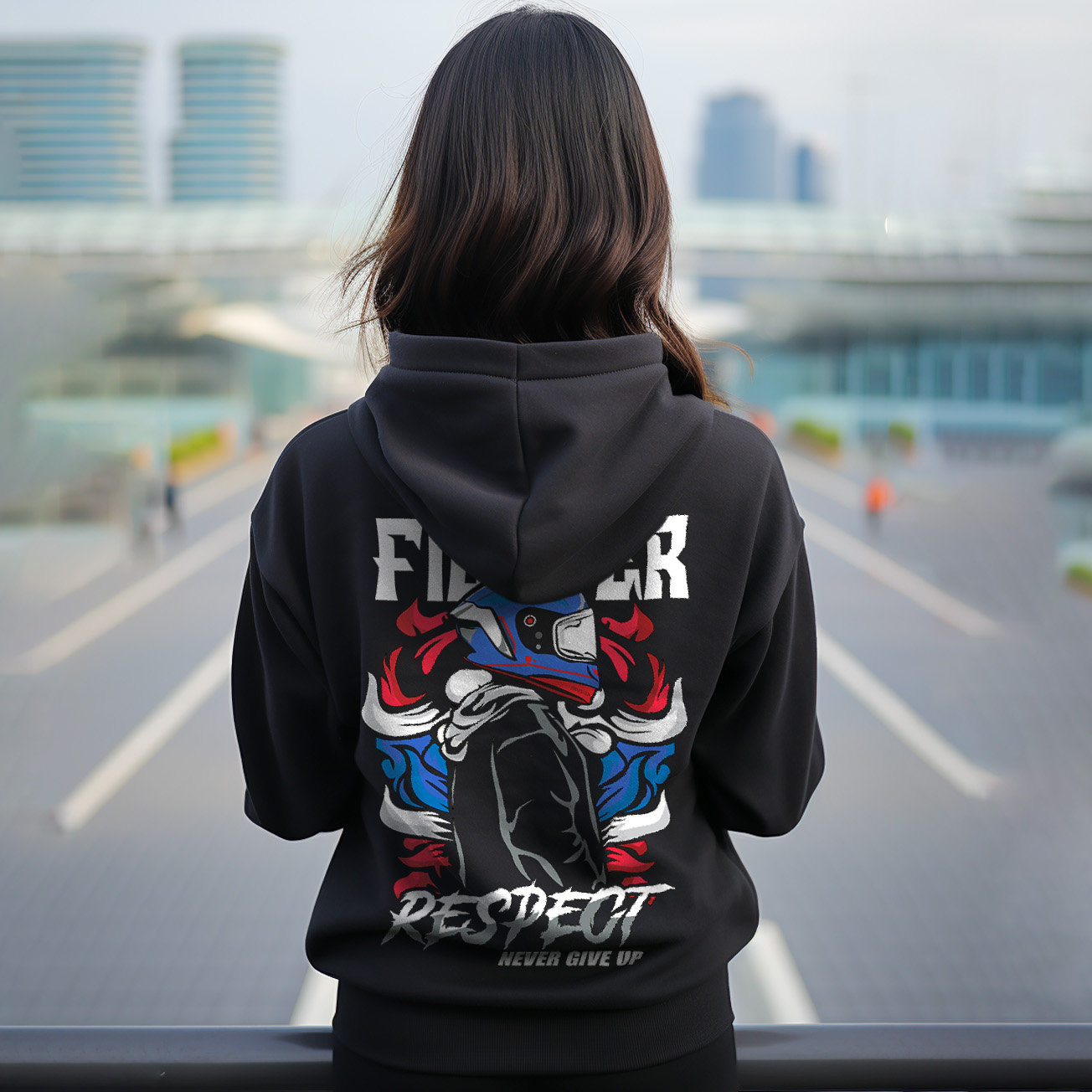 ขายดีอันดับ1 77DESIGN เสื้อฮูด RESPECT FIGHTER