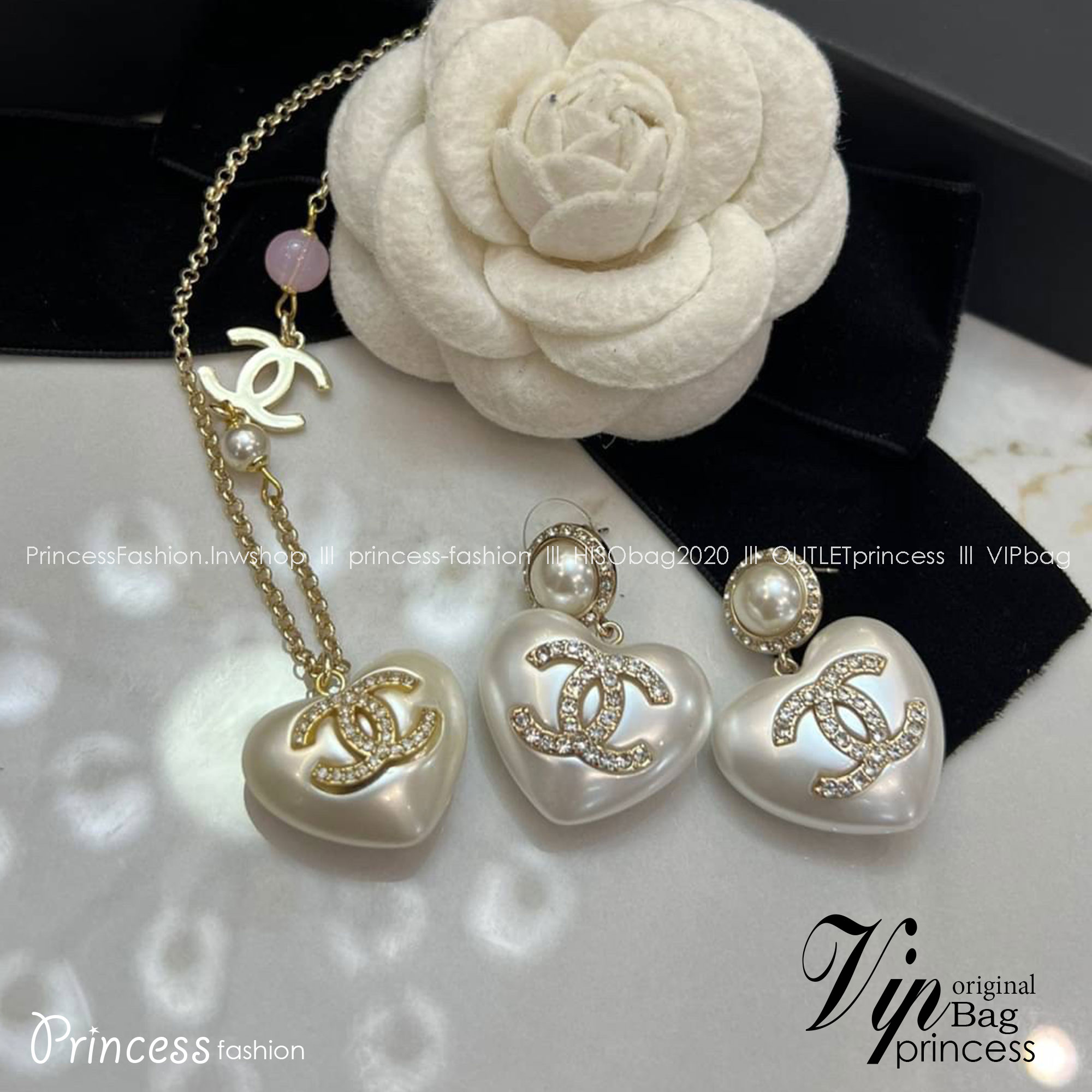 ซื้อ1ได้ถึง2ชิ้น ในเซ็ตเดียว CHANEL JEWELRY SET / Chanel earrings / Chanel necklace ชุดเครื่องประดับครบชุด สุดอลังการ