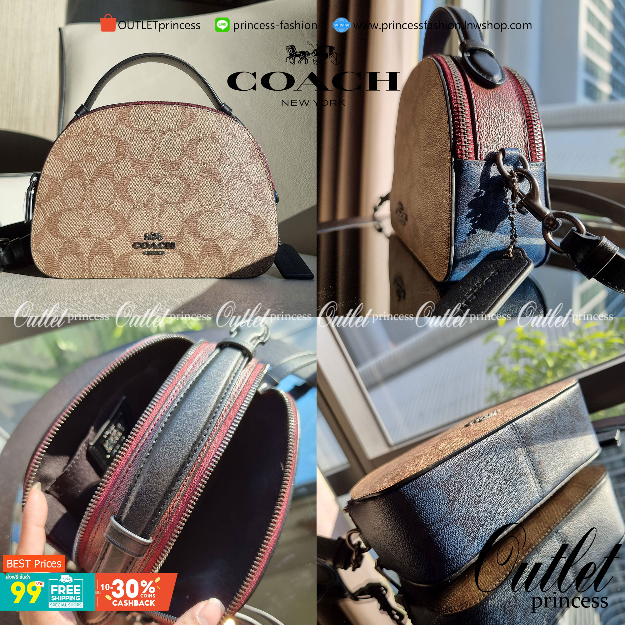 OUTLET 】COACH 1591 SERENA SATCHEL IN SIGNATURE CANVAS กระเป๋าสะพายคอลเลคชั่นยอดฮิต ดีไซน์ลุคผู้ดี ต้องยกให้น้องใบนี้เลย!! จัดสีขายดี สีลุคคุณหนูมาให้ สวยตาแตก!! วัสดุหนังแคนวาส เปิด-ปิดด้วยซิป 2 ช่องหลัก ภายในเป็นช่องโล่ง เก็บของได้แบบสบายๆ ใส่มือถือได้ทุ