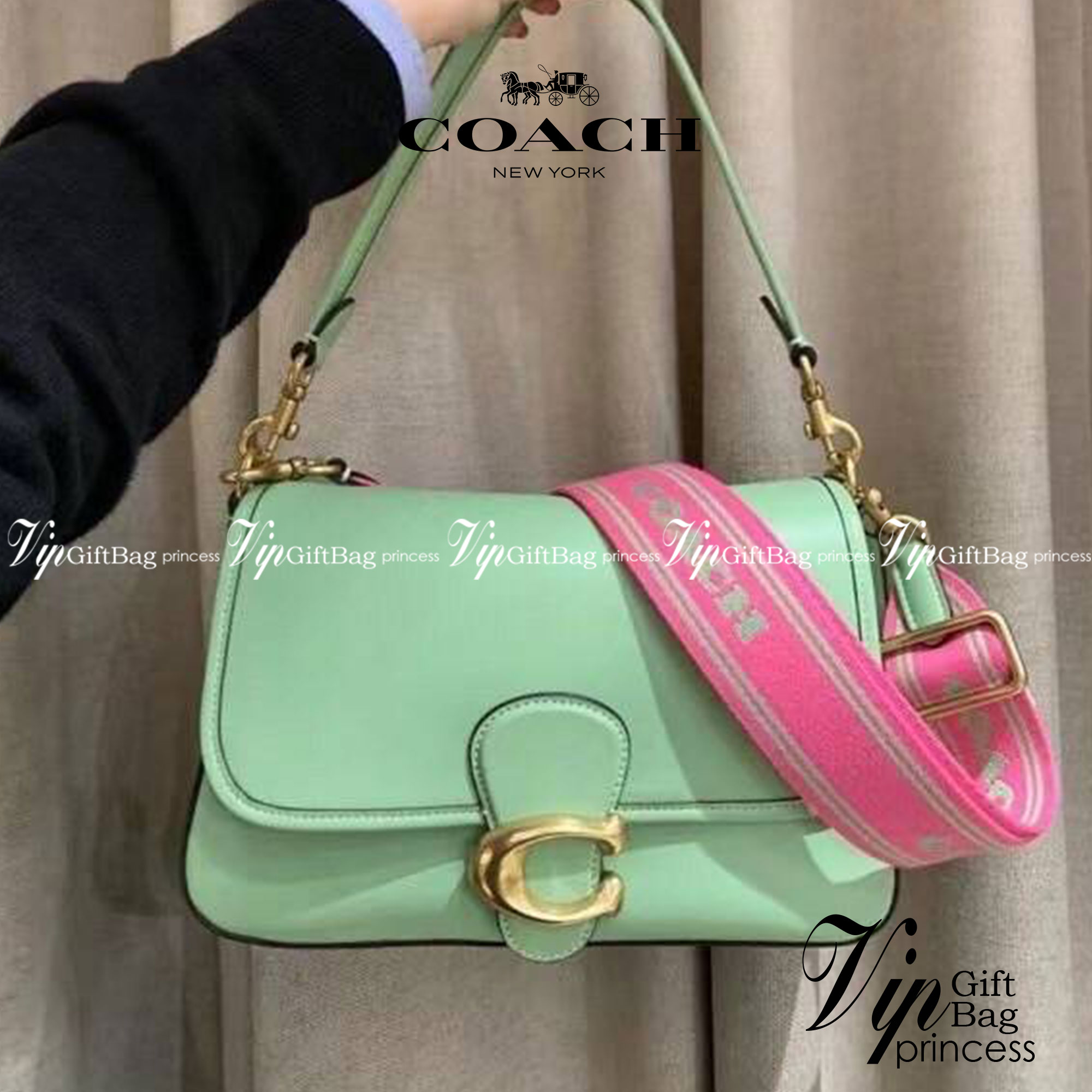 COACH SOFT TABBY SHOULDER BAG IN COLORBLOCK พร้อมส่งที่ไทย มาพร้อมสายสะพายยาว 2 เส้น เปลี่ยนใช้งานได้หลากหลายสไตล์ แค่สายก็คุ้มมากแล้วค่าาา