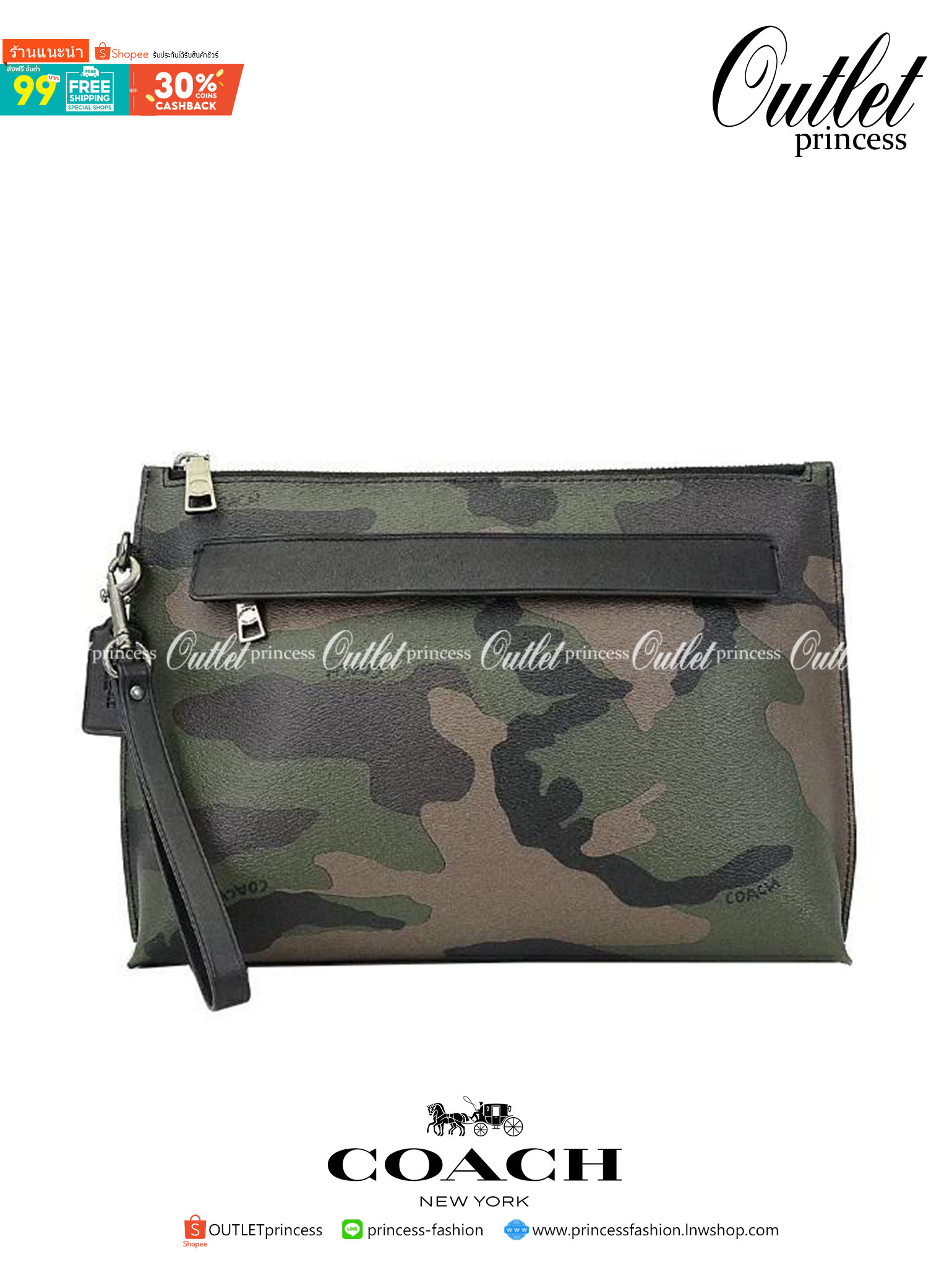 COACH CARRYALL POUCH WITH CAMO PRINT ((29127)) พร้อมส่งค่ะ! กระเป๋าคล้องมือแบบคลัท หนังแท้ หนังนิ่มลายทหารสวยค่ะ;สารมารถใส่ i pad;Tablet (บางรุ่น) ได้ค่ะ; มีช่องเล็กใส่ของจุกจิกสิงช่อง;ซิปซ่อนด้านหน้าหนึ่งช่อง พร้อมสายคล้องมือถอดออกได้หนึ่งสาย