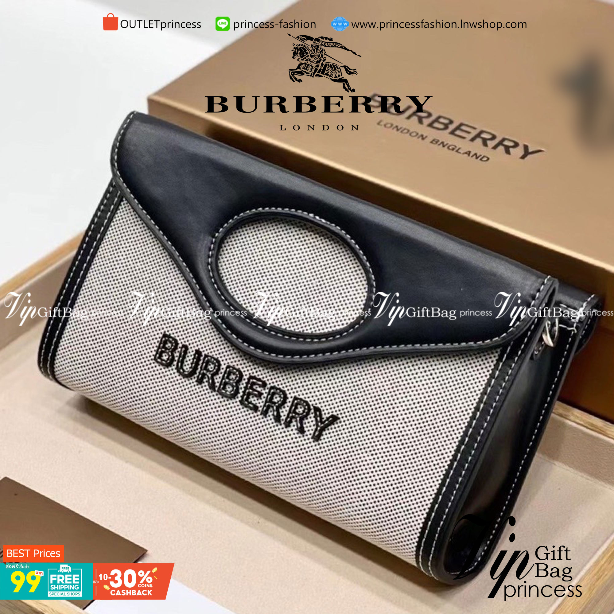 BURBERRY Vintage Canvas and Leather Foldover pocket Bag วัสดุแคนวาสอย่างดีตัดขอบหนัง มาพร้อมสายสะพายยาวถอดออกได้ค่ะ จะถือเป็นคลัชเท่ๆ ก็ได้ สะพายข้างก็คูล Rare items อีกแล้วค่าา เด็ดๆ แบบนี้ห้ามพลาดน้าาา