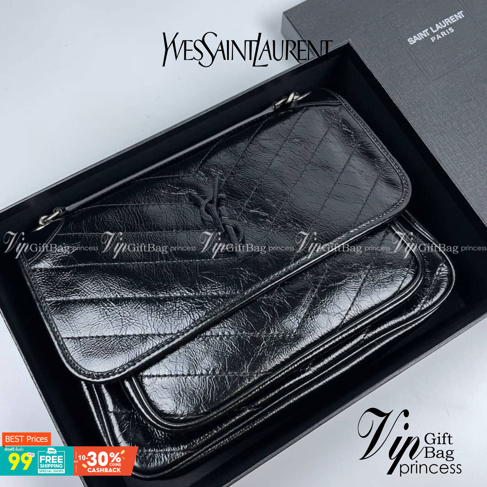 Saint Laurent Niki shoulder bag กระเป๋าสะพายรุ่นโดดเด่นด้วยโครงสร้างทำจากหนังวัว หนังมันเงา นิ่ม งานสวยมากๆ ค่ะ ด้านหน้าประดับโลโก้แบรนด์ และมีช่องสำหรับเก็บของที่หยิบใช้บ่อย ตอบโจทย์การใช้ชีวิตระหว่างวันได้ดีมากๆ สายสพายดีไซน์ได้หลายรูปแบบ แมทกับการแต่งต