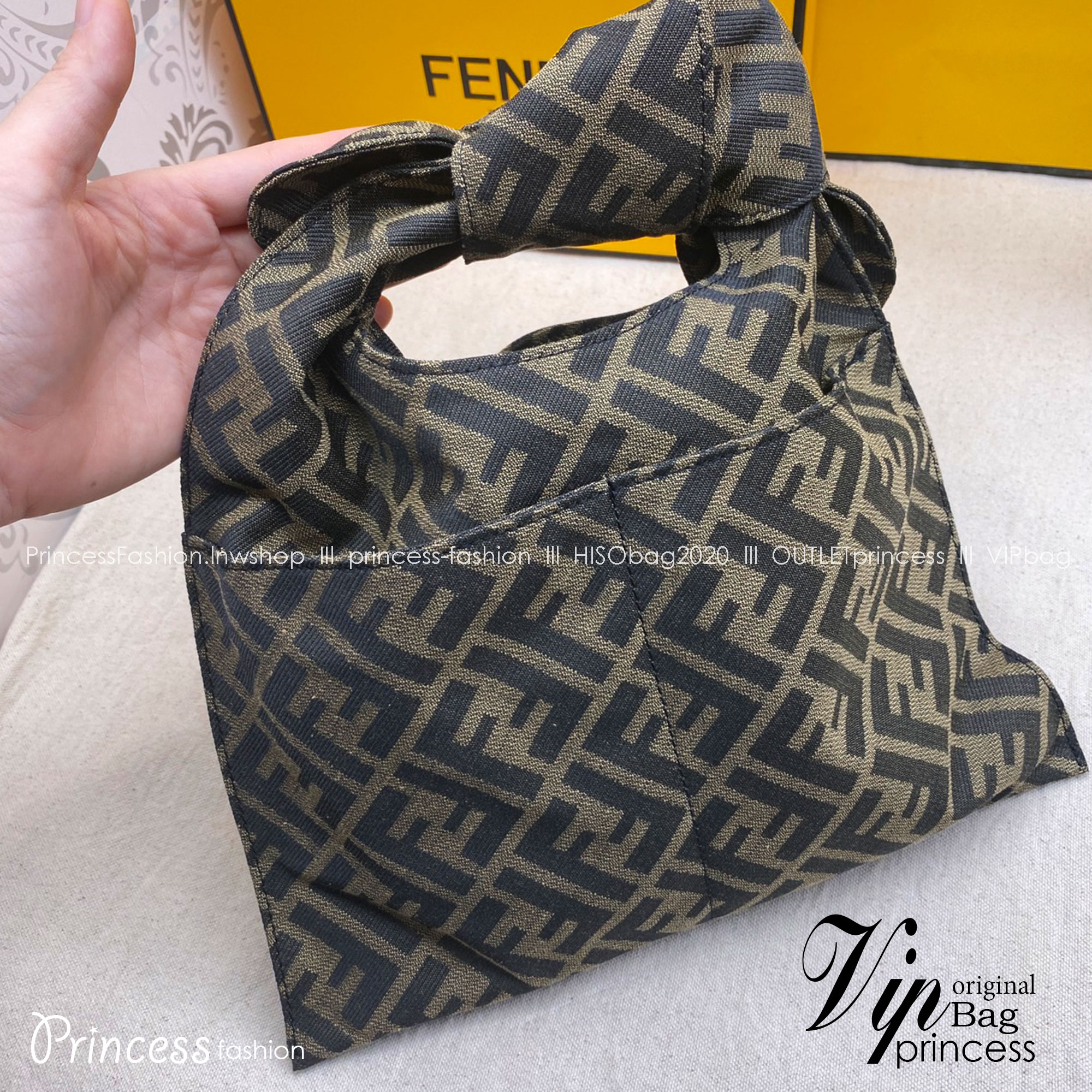 FENDI Shopper Brown FF jacquard bag กระเป๋าทรงช็อปเปอร์ลายโมโนแกรม 🧡 เกรดออริจินอล 1:1 สลับแท้ ใช้งานต่างประเทศได้