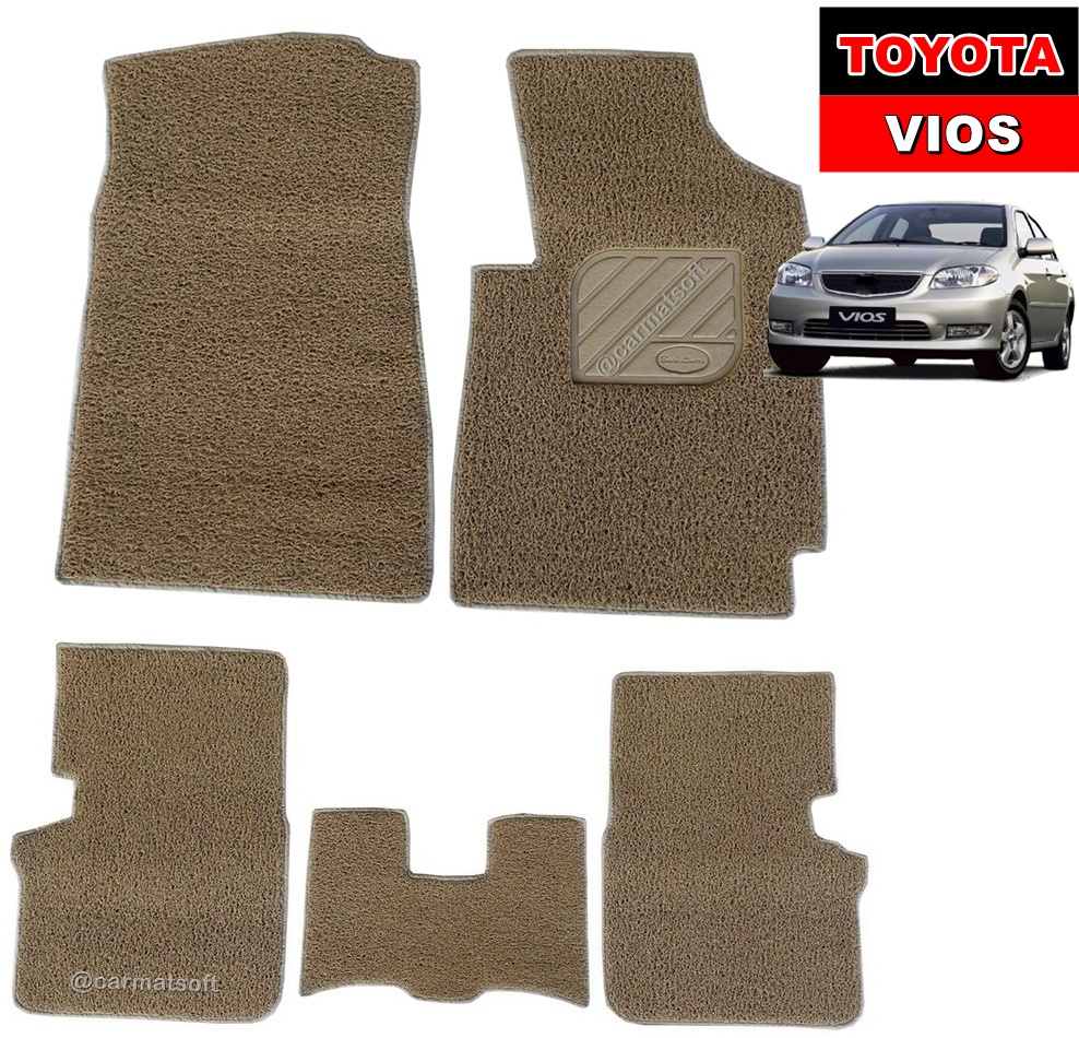 พรมดักฝุ่นไวนิลTOYOTA VIOS 2003-2006 สีครีม 5ชิ้น เข้ารูป ตรงรุ่น