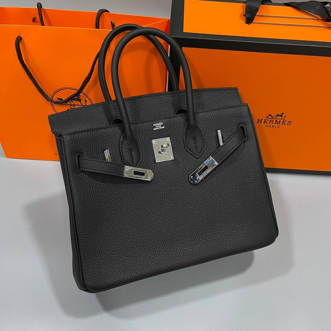 หนังแท้ Hermes BIRKIN 25CM epsom in MAUVSSYLESTE COLOR FULL HANDMADE GOLD HARDWARE เกรดออริจินอล ภาพสินค้าถ่ายจากงานขายจริง