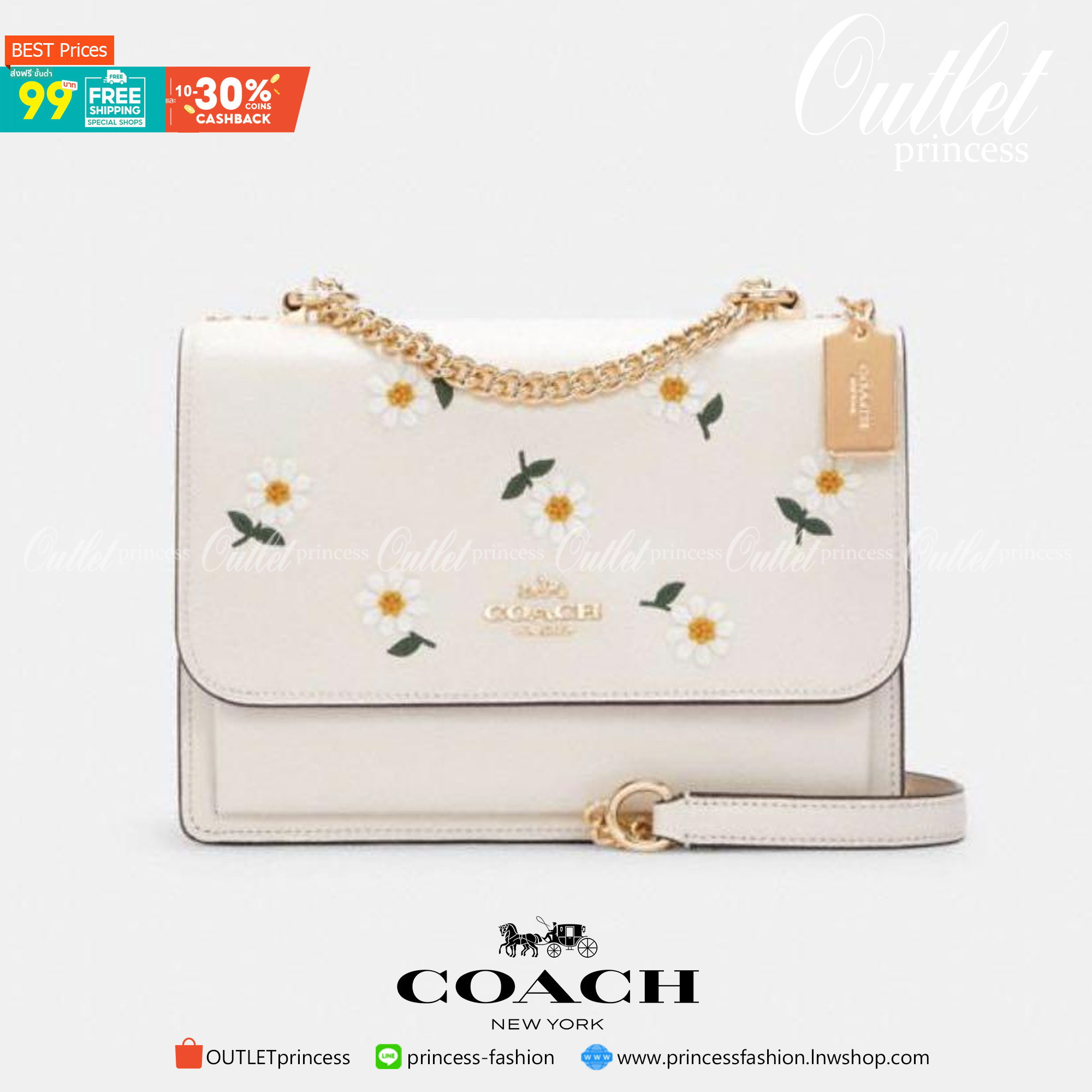 COACH C2858 KLARE CROSSBODY WITH DAISY EMBROIDERY ดอกเดซี่ฮิตไม่หยุดยั้ง!! ขายดิบขายดีทุกคอลเลคชั่น รอบนี้มาให้ได้ใช้งานง่ายกว่าเดิม กับกระเป๋าสะพายข้าง โทนสีละมุนลูกคุณหนู ดีไซน์ปักดอกเดซี่เพิ่มลูกเล่น ให้มีสีสัน สายสะพายโซ่สลับหนัง สะพายยังไงก็ขับผิว เป