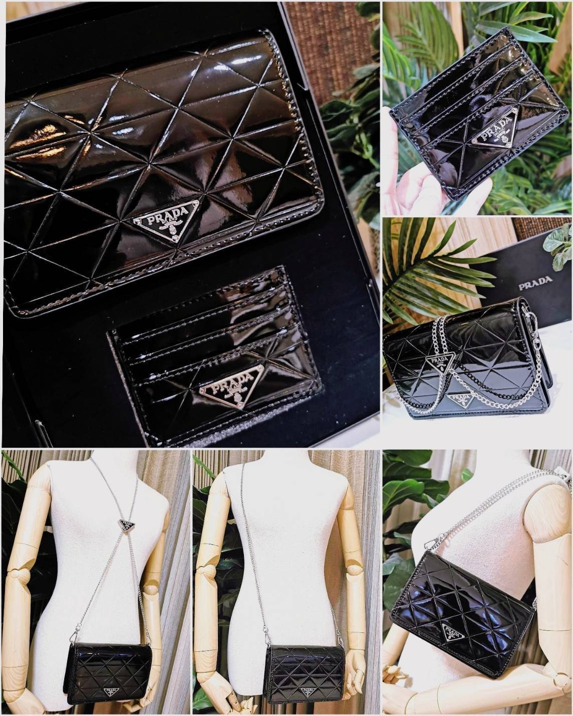 PRADA CLUTCH BAG WITH CARD HOLDER VIPGIFT WITH PURCHASE พรีเมี่ยมกิ้ฟรุ่น Limited จาก DUTYFREE สวยหรูดูดีสุดคุ้มมากๆได้ทั้งกระเป๋าสะพายทรงคลัชพร้อมสายโซ่แบรนด์ + กระเป๋า Card Holder ใส่นามบัตรครบชุดไอเท็มใหม่ล่าสุดน่าใช้น่าสะสม สินค้ามาพร้อมกล่องแบรนด์ Du