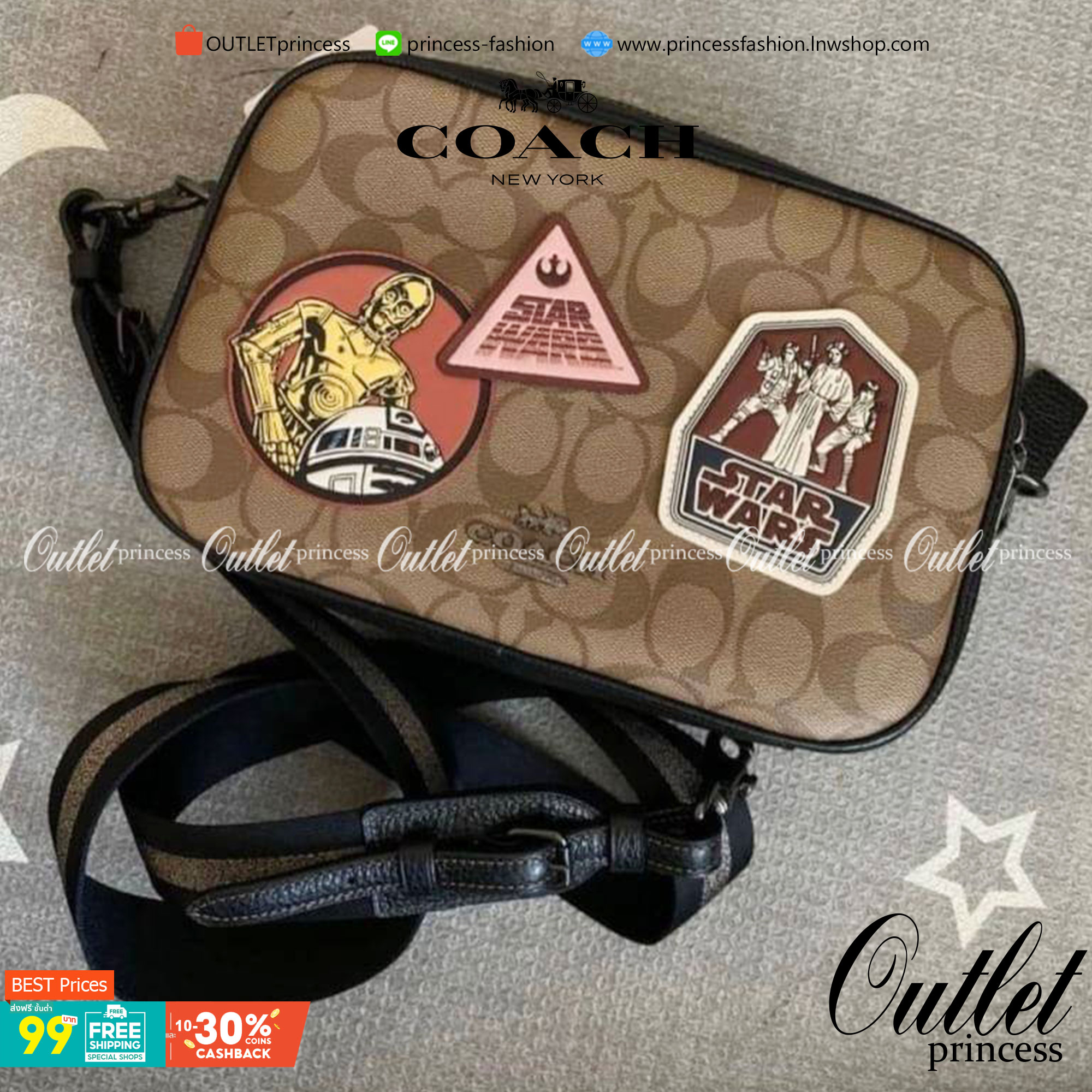 COACH STAR WARS X COACH JES CROSSBODY IN SIGNATURE CANVAS WITH PATCHES