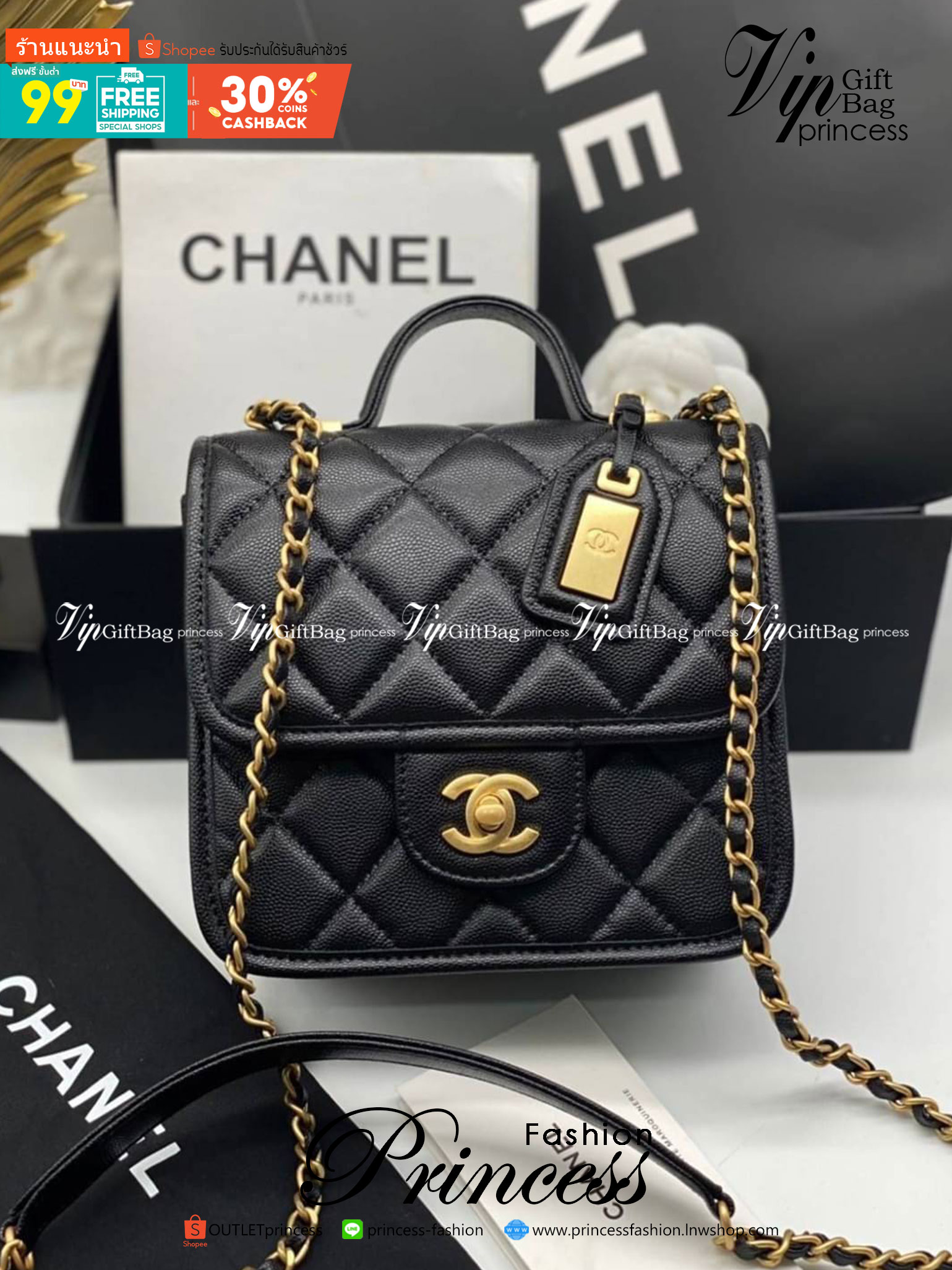 Chanel Mini Handle Flap bag / Chanel mini square flap bag with handle “school memory bag” เกรดออริจินอล กระเป๋าสะพายทรงเหลี่ยมมาใหม่ พร้อมหูหิ้วด้านบน งานหนังสวยมาก เปิดด้านหน้า หนังคาเวียร์ลายคลาสสิค รุ่นยอดนิยมไอเท็มฮิต
