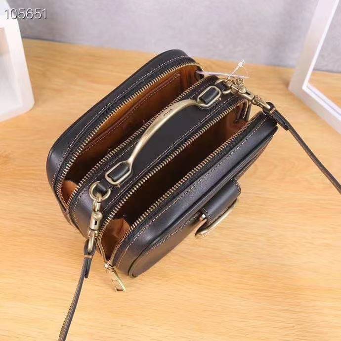 ของแท้ Coach RILEY LUNCHBOX BAG IN COLORBLOCK SIGNATURE CANVAS Black