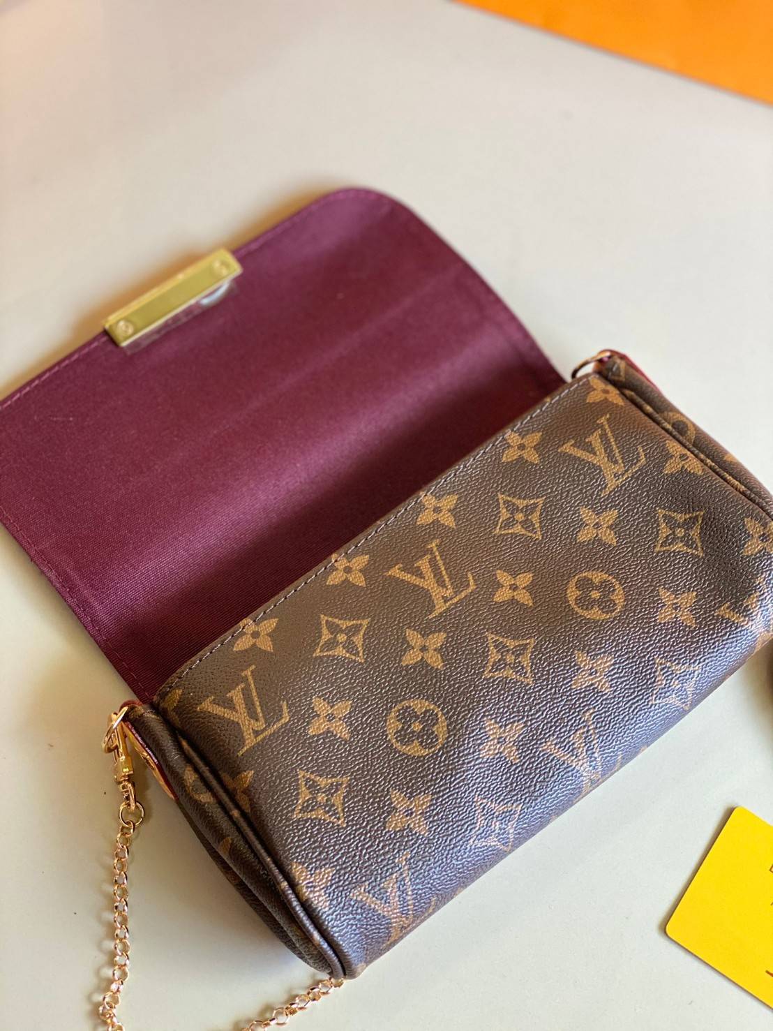 VIP 】หนังแท้ LOUIS VUITTON Monogram Favorite PM Multicolor Damier Ebene Canvas Cross Body Bag