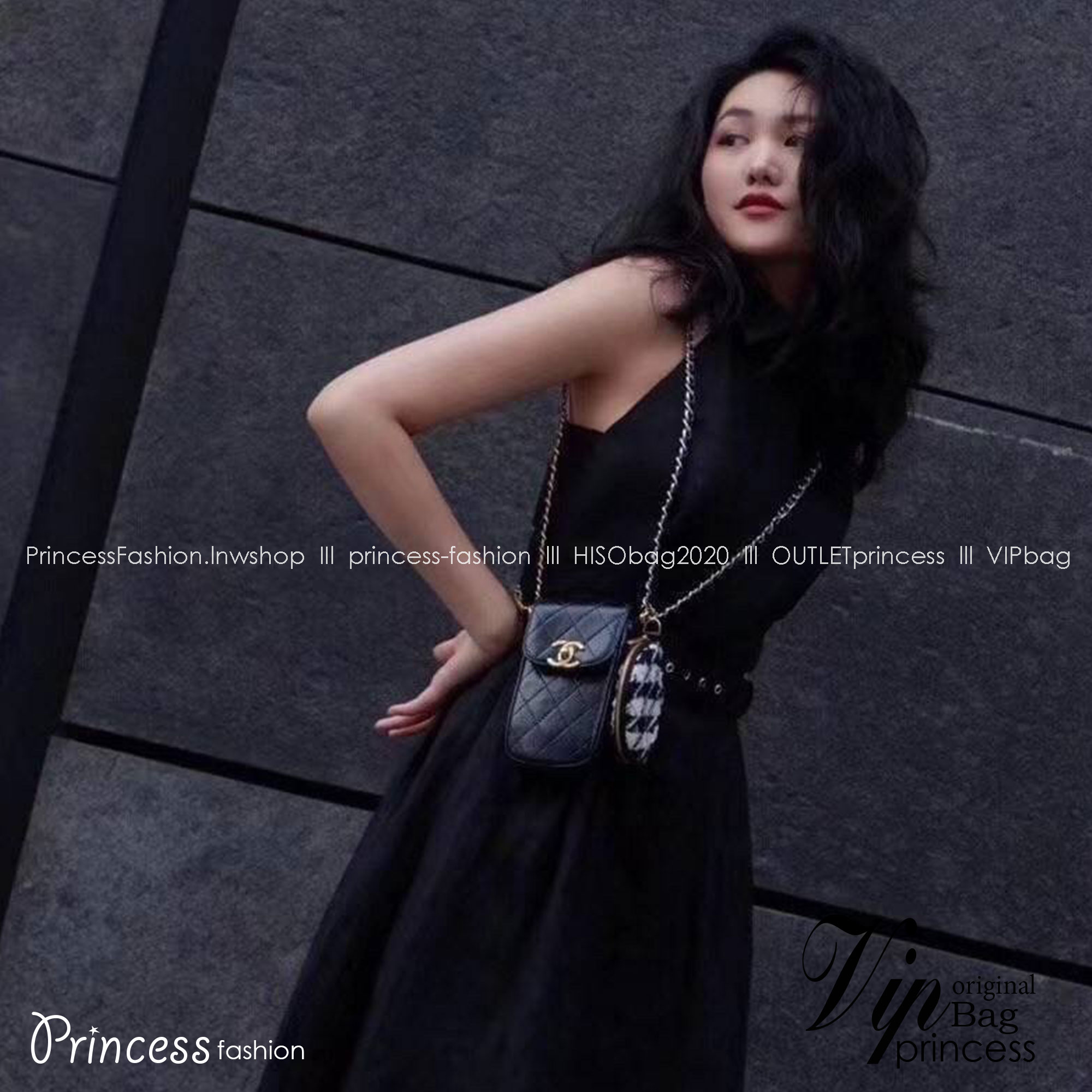 รุ่นขายดี!! CHANEL VIP WOC BAG / Chanel Phone Bag ขนาดกำลังดี วัสดุหนังเรียบพิมพ์ลายยับ เปิดปิดด้วยตัวล้อคปั้มแบรนด์ อะไหล่ทอง ลายวินเทจ