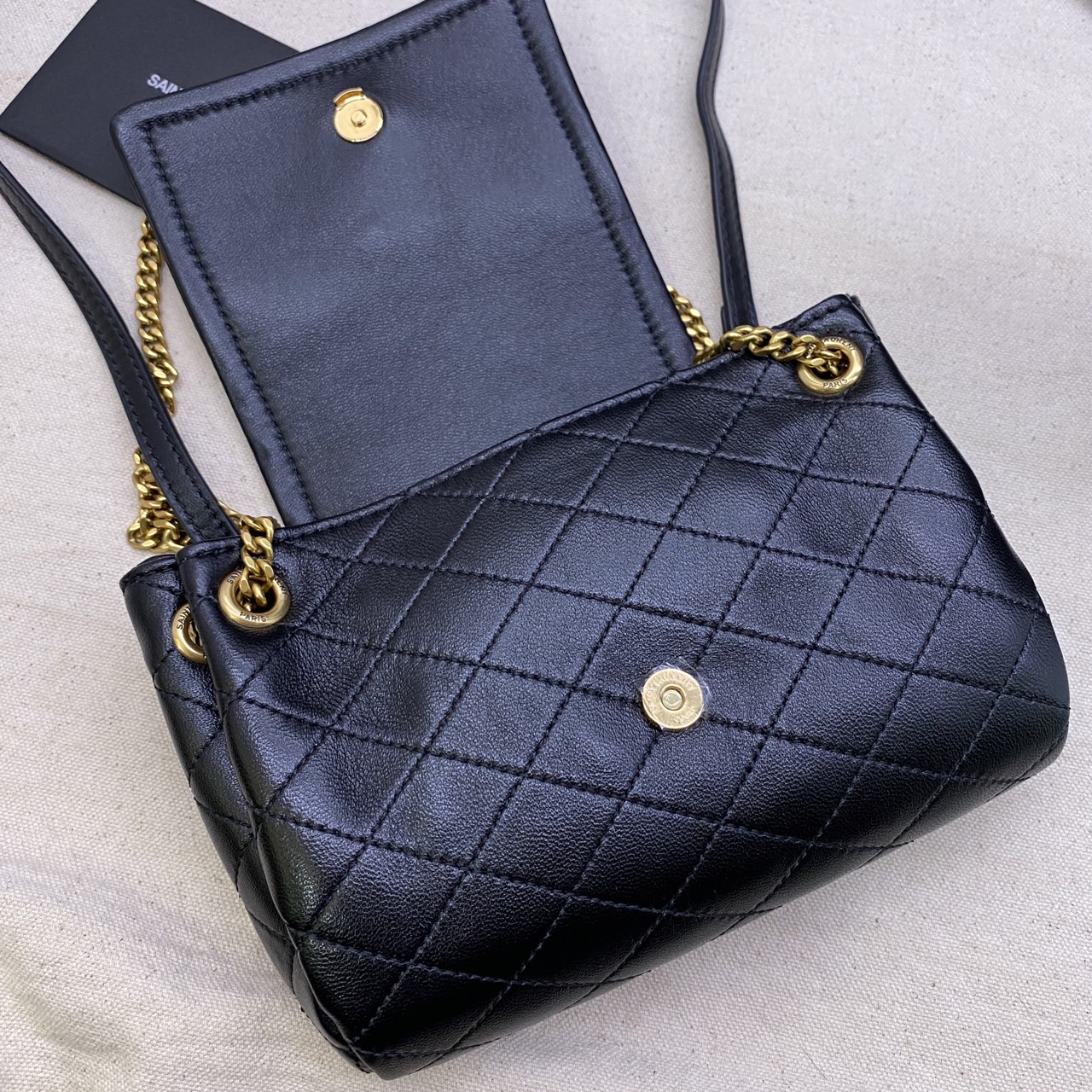 YSL mini nolita Black กระเป๋าสะพายดีไซน์หรูไซส์มินิ เกรดออริ สลับแท้ 1:1 ใช้ต่างประเทศได้ Nolita bag with front flap