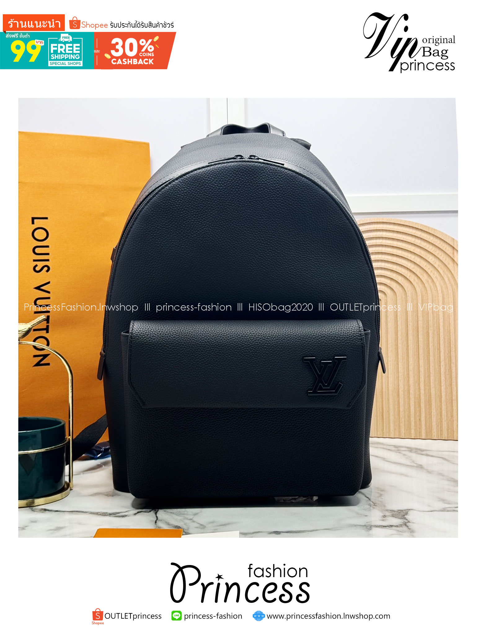 LV Takeoff Backpack กระเป๋าเป้สะพายหลัง สีดำเต็มใบหรูหราแบบเรียบง่าย ตกแต่งด้วยตัวอักษร “LV” โลหะสีดำด้าน ช่องหลักที่กว้างขวาง เหมาะสำหรับการเดินทางในวันหยุดสุดสัปดาห์หรือวันพักผ่อนสบายๆ 🤍 เกรดท็อปออริจินอล 1:1 เกรดดีสุด