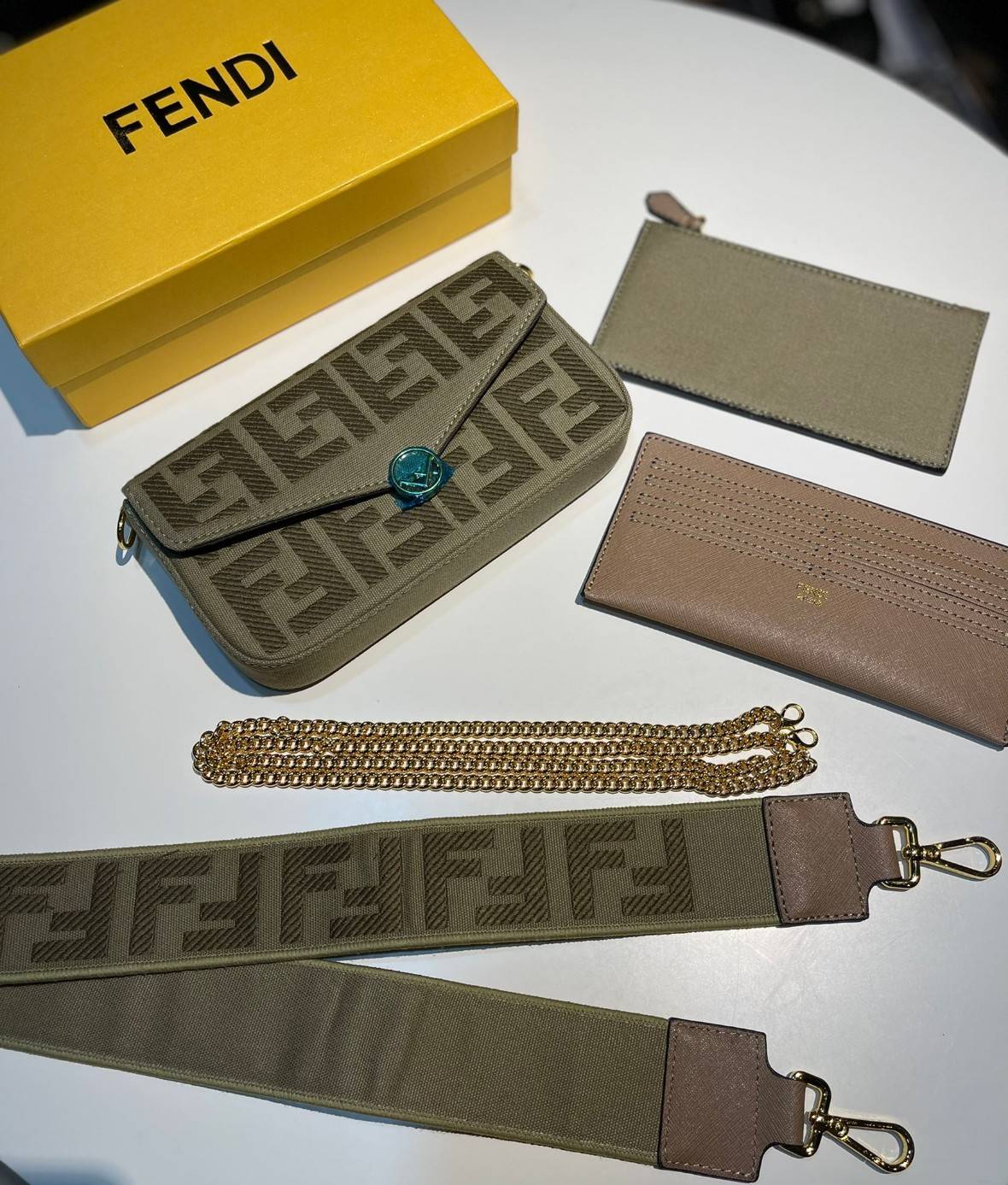 หนังแท้ Fendi Wallet On Chain With Pouches leather mini-bag กระเป๋าสะพายข้างทรงเหลี่ยมตกแต่งด้วยโลโก้ Fendi กระดุมแป๊ก มาพร้อมกระเป๋าด้านในแบบถอดได้ถึง 2ใบ สุดคุ้ม พร้อมสายโซ่และสายสปอร์ตถอดออกได้ ไอเท็มนี้ไม่ควรพลาดเลยค่าา