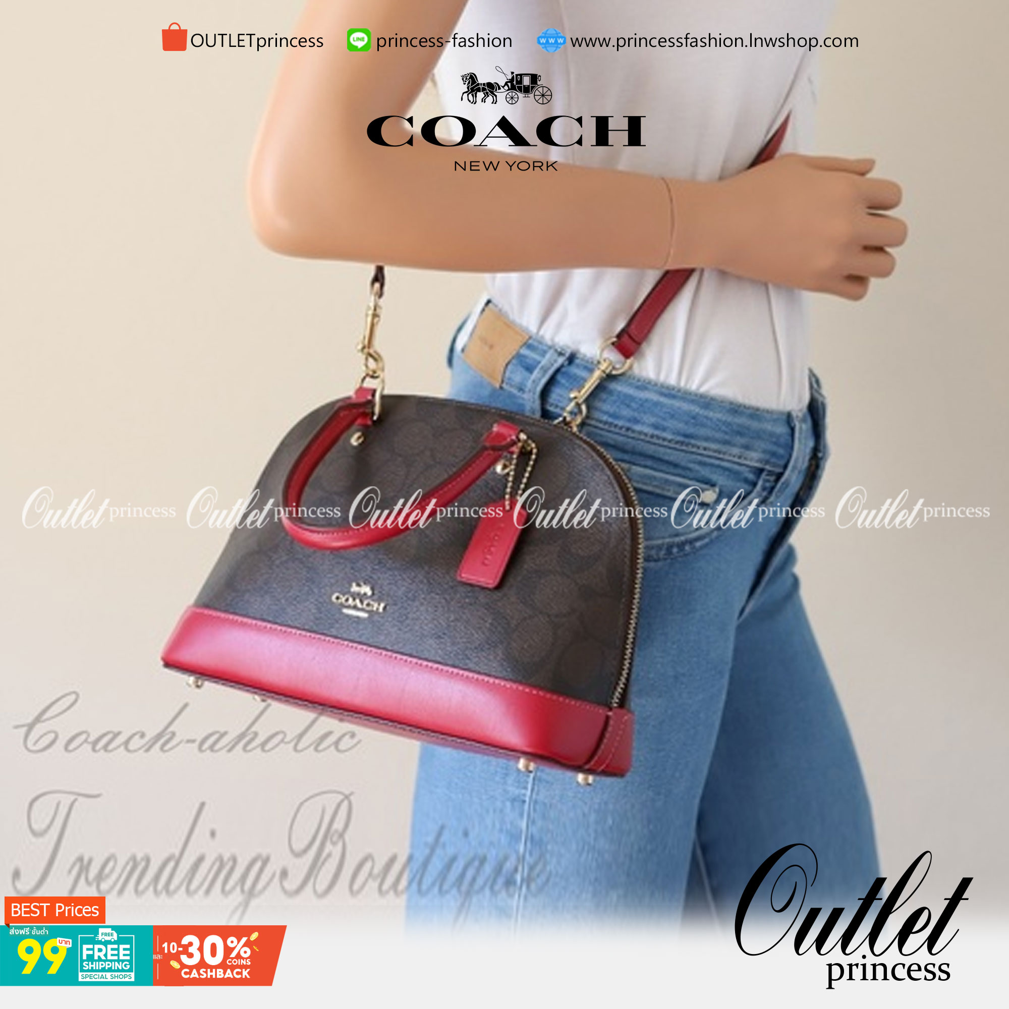 Coach Mini Sierra Signature กระเป๋าถือทรงโดม ภายในกว้างสามารถใส่กระเป๋าเงินเล็ก และมือถือได้ และยังมีช่องซิปเล็ก 1 ช่อง ด้านหลังมีกระเป๋าเล็กเก็บบัตร 1 ช่อง ใครยังไม่มีพลาดไม่ได้แล้วนะคะ