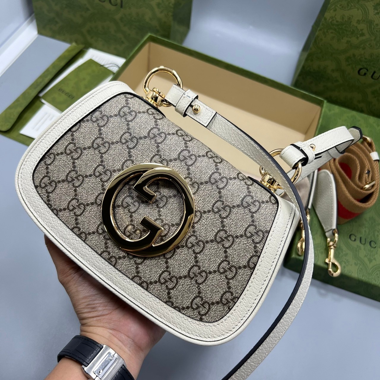 GUCCI Blondie mini shoulder bag เกรดเทพออริจินล หนังแท้และแคนวาสอย่างดี ภาพถ่ายจากงานขายจริง ใช้งานต่างประเทศได้ ผ่านทุก ตม