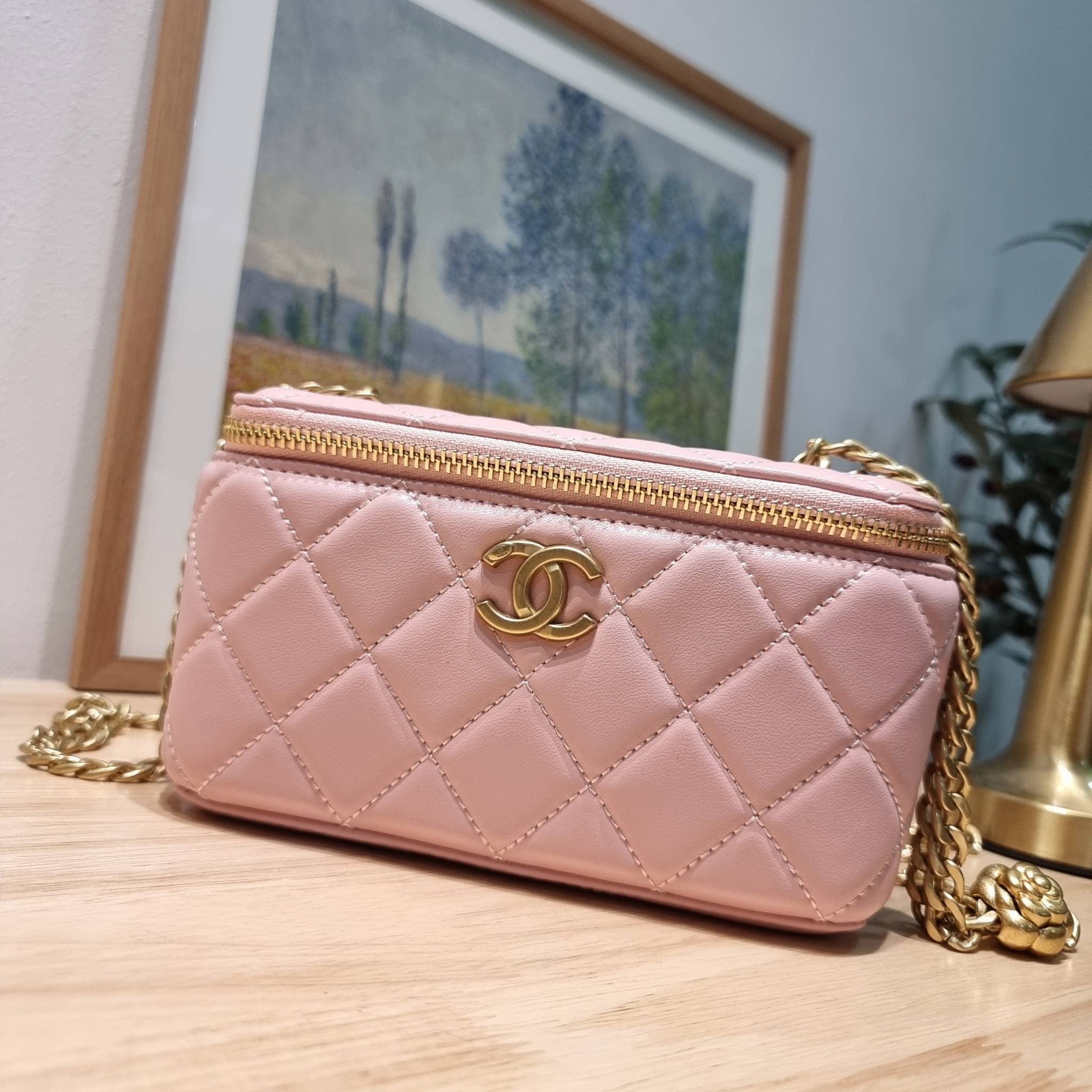 Chanel camellia vanity case bag พลาดไม่ได้เลยกับคอลสุดแซ่บ ดีไซน์ใหม่ 2023 นอกจากความคลาสสิคของรูปทรง ตัวอะไหล่ก็ยังปรับเพิ่มดีเทลความหรู ด้วยการใช้รูปดอกคามิเลียเอกลักษณ์มาเป็นตัวชูความแพง