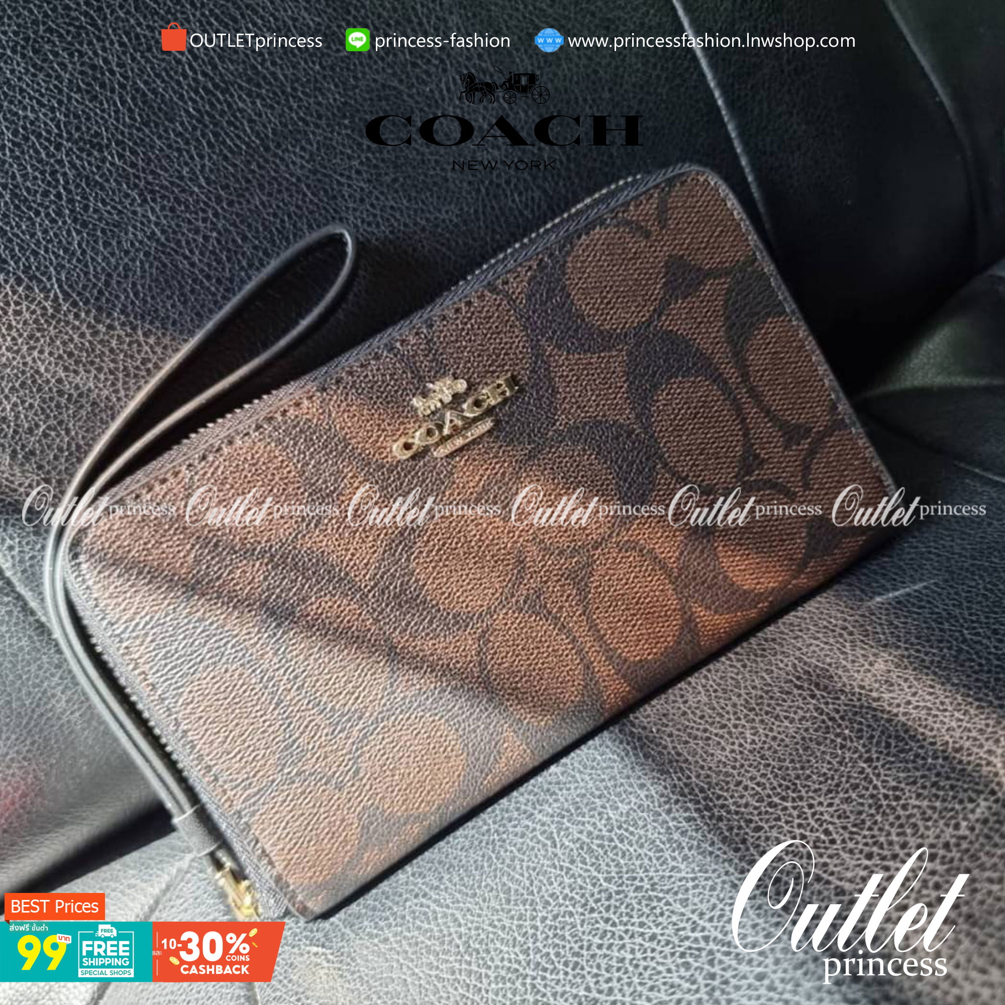 COACH F57468 PHONE WALLET IN SIGNATURE COATED CANVAS กระเป๋าสตางค์ถนอมมือถือ!! 2IN1 สุดๆ ใส่โทรศัพท์ ใส่เงิน ใส่บัตร ครบถ้วน!! จบในใบเดียวจ้า ขนาดกำลังเหมาะมือ วัสดุหนังแคนวาสเคลือบลาย คุณภาพดี สาวๆมีไว้ติดตัวสักใบ ไม่ผิดหวังจ้า