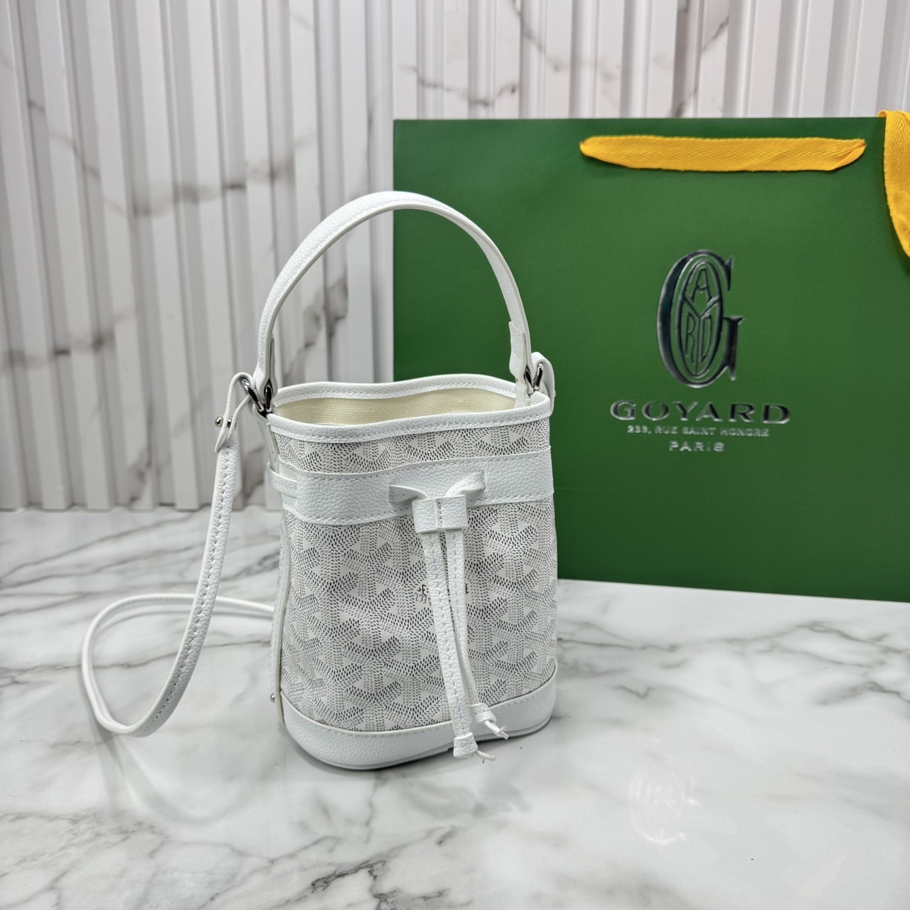 RI หนังแท้ | Goyard Petit Flot Mini bucket bag กระเป๋าสะพายทรงบัคเก็ต ไซส์มินิ ดูผู้ดีในตัว วัสดุหนังแคนวาสพิมพ์ลายสวยคม