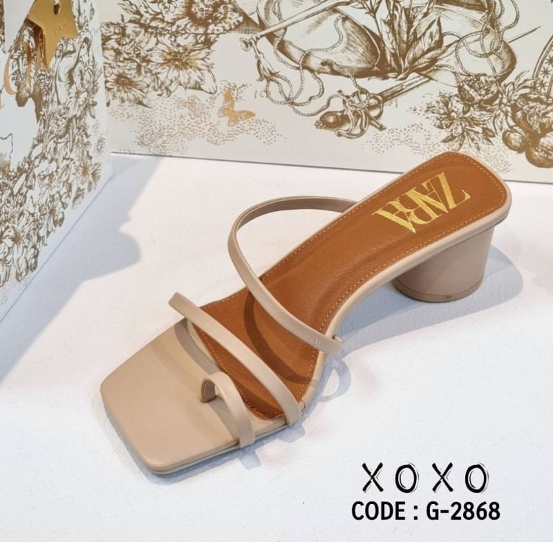 ZARA Shoes รองเท้างานสวม คาดนิ้วโป้ง วัสดุหนัง PU น้ำหนักเบา ส้นทรงกระบอกทรงกลม สวยเก๋ แมทส์ชุดง่าย สวย เลิศ ราคาสบายกระเป๋ามากจร้า