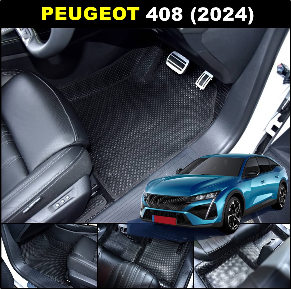 ยางปูพื้นรถยนต์ PEUGEOT 408 ปี2024 พรมกระดุม เปอโยต์ 408 สีดำ เข้ารูป ในรถ เต็มคัน