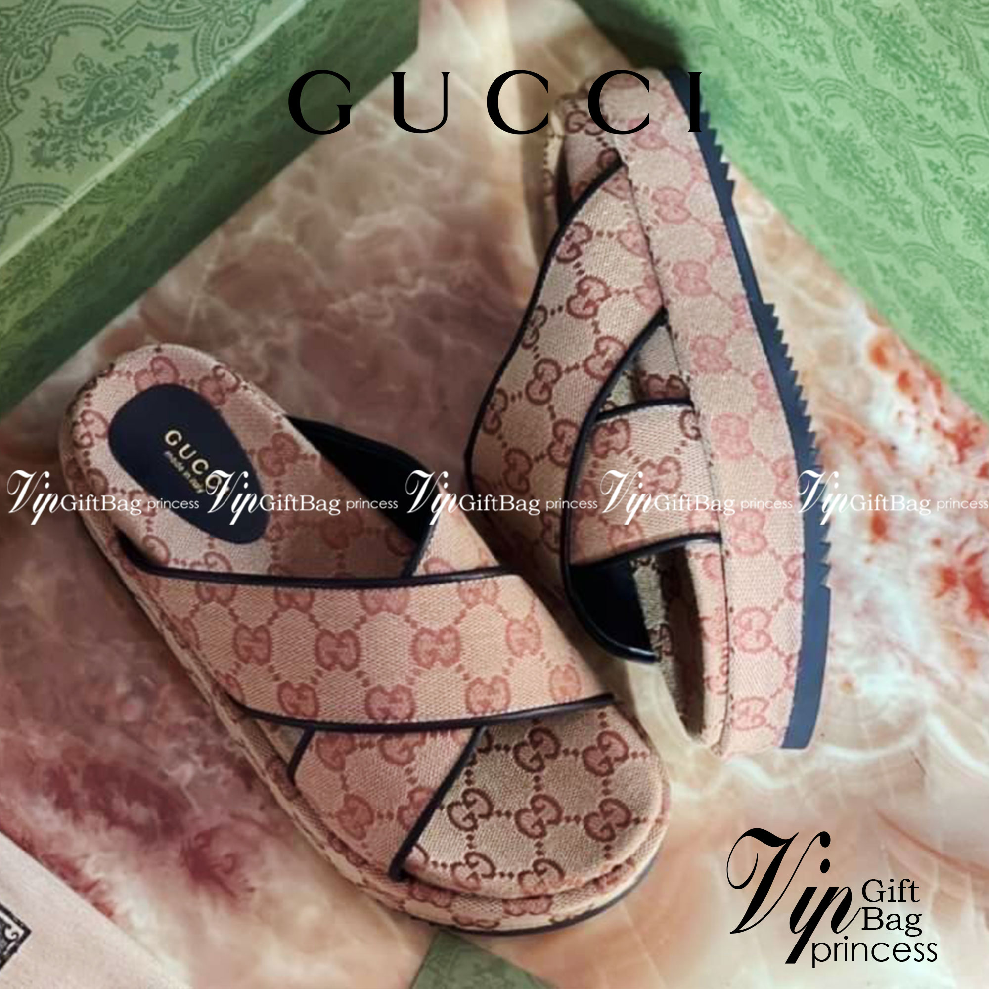 หนังแท้ GUCCI Denim Sandals / GG jacquard organic denim platform sandals / GG Shoes พร้อมส่งที่ไทย รองเท้าผ้าเดนิมเกรดเทพออริจินอล ภาพสินค้าถ่ายจากงานขายจริง ใช้งานต่างประเทศได้ค่ะ