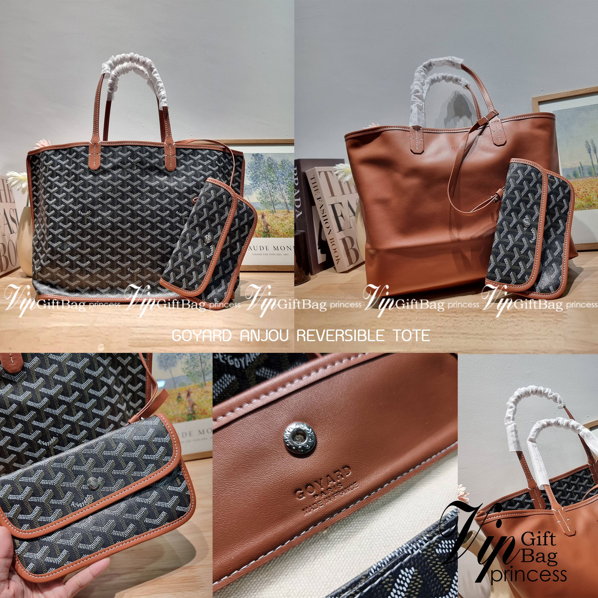 GOYARD ANJOU REVERSIBLE TOTE กระเป๋าสะพายทรงโท้ท ใบใหญ่จุใจ!! กลับด้านใช้ได้ทั้ง 2 ด้าน มาครบสีขายดี เลิศทุกสี รูปทรงคลาสสิค