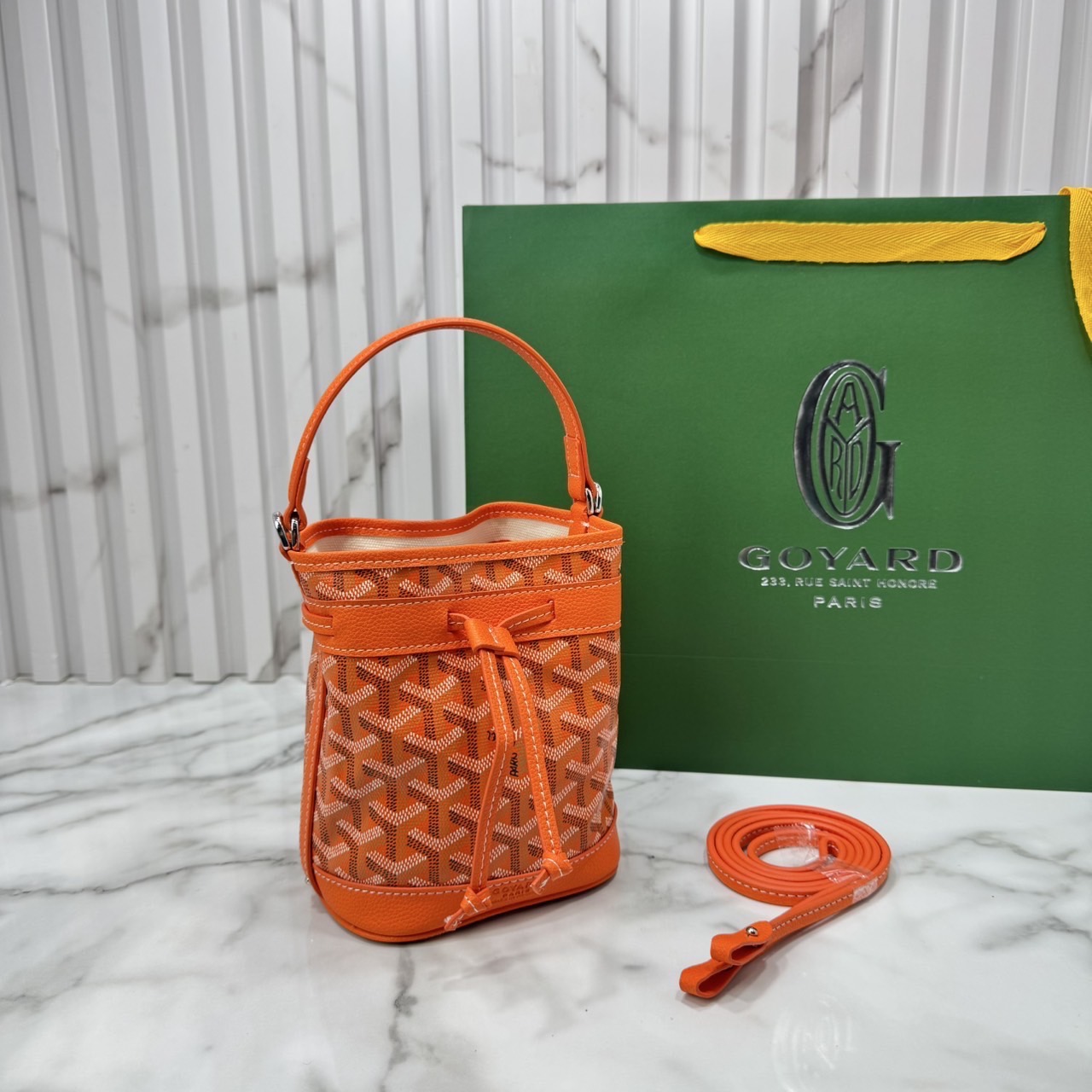 RI หนังแท้ | Goyard Petit Flot Mini bucket bag กระเป๋าสะพายทรงบัคเก็ต ไซส์มินิ ดูผู้ดีในตัว วัสดุหนังแคนวาสพิมพ์ลายสวยคม