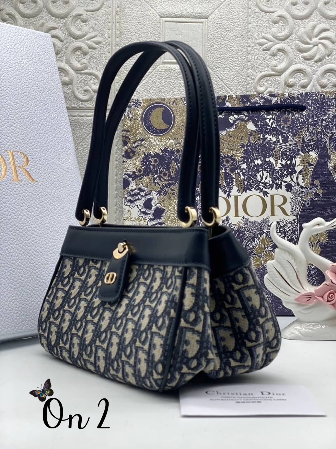 DIOR KEY BAG Blue Oblique Jacquard 22cm เกรดออริ พร้อมส่งที่ไทย