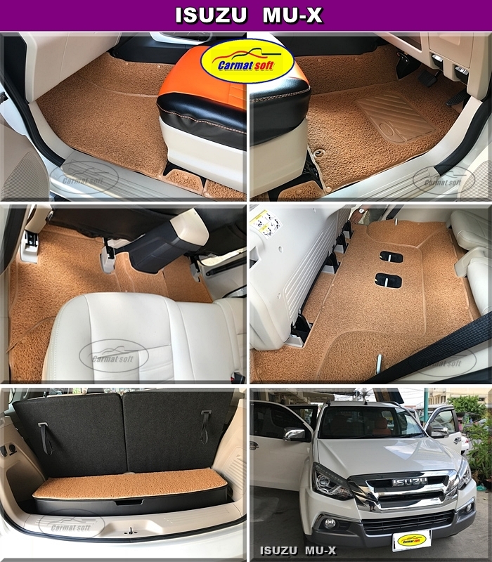 พรมไวนิลดักฝุ่นรีดขอบISUZU MU-X 2013-18 สีชามัวร์ เต็มคัน เข้ารูป
